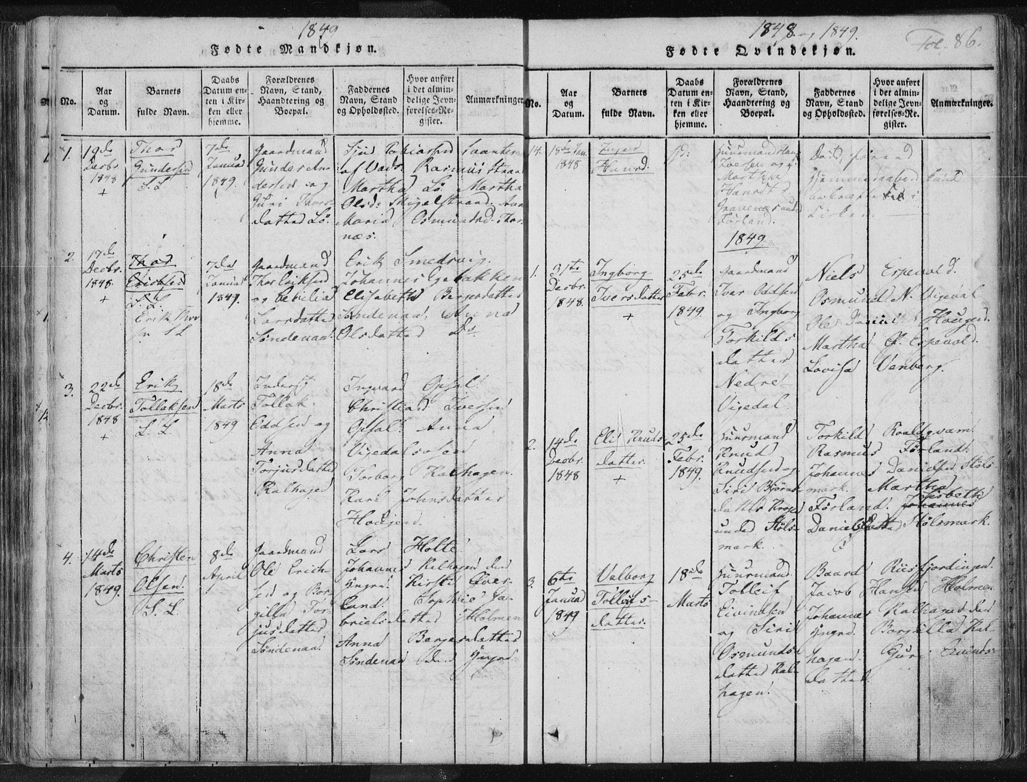 Vikedal sokneprestkontor, AV/SAST-A-101840/01/IV: Parish register (official) no. A 3, 1817-1850, p. 86