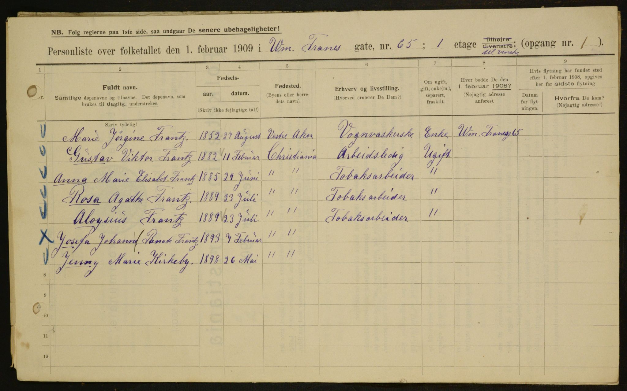 OBA, Municipal Census 1909 for Kristiania, 1909, p. 115553