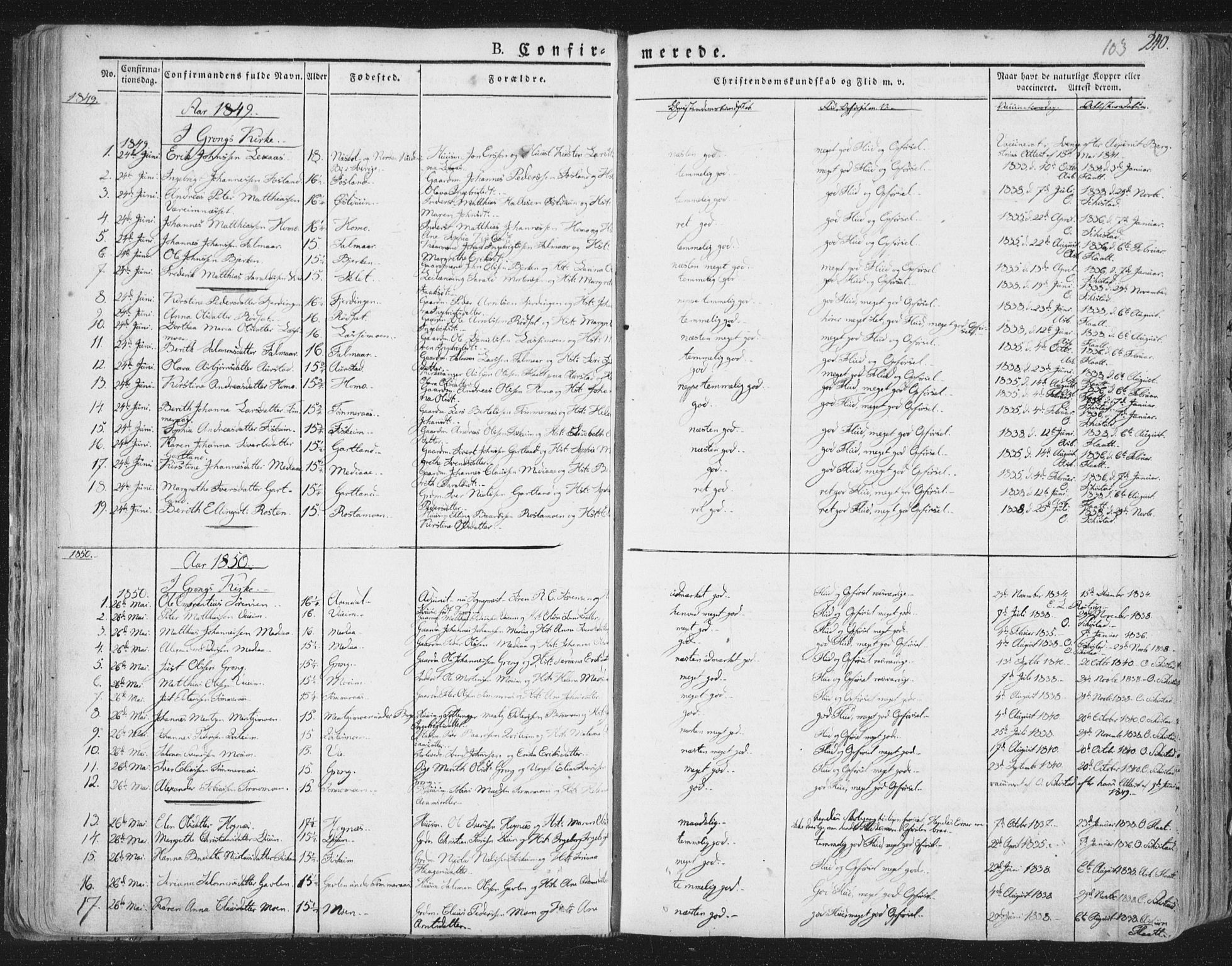 Ministerialprotokoller, klokkerbøker og fødselsregistre - Nord-Trøndelag, AV/SAT-A-1458/758/L0513: Parish register (official) no. 758A02 /1, 1839-1868, p. 103