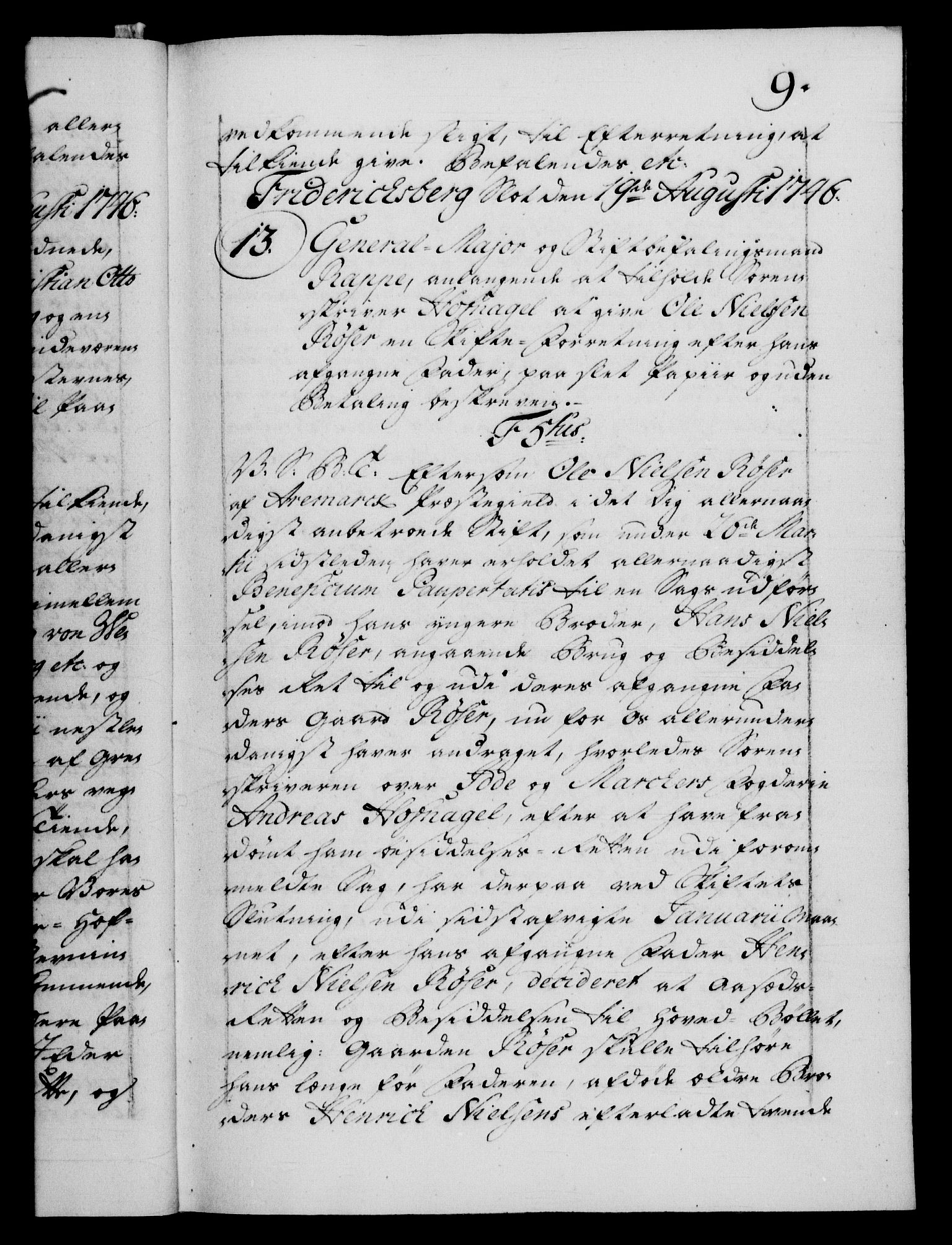 Danske Kanselli 1572-1799, AV/RA-EA-3023/F/Fc/Fca/Fcab/L0031: Norske tegnelser, 1746-1748, p. 9a