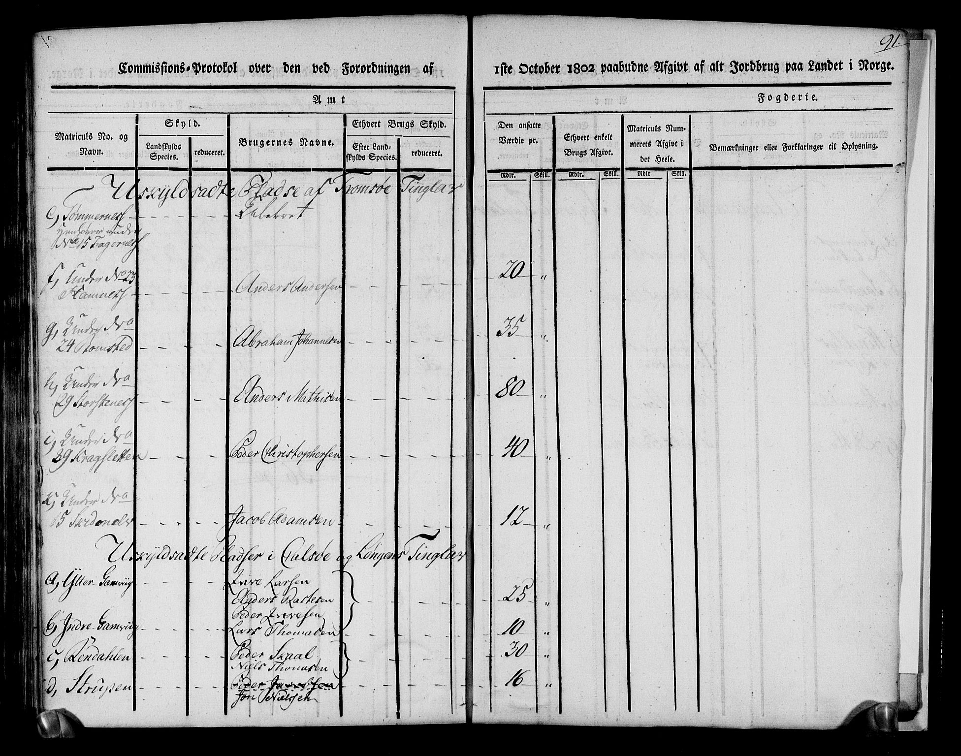 Rentekammeret inntil 1814, Realistisk ordnet avdeling, RA/EA-4070/N/Ne/Nea/L0170: Senja og Tromsø fogderi. Kommisjonsprotokoll for Tromsøy, Karlsøy og Lyngen samt Hillesøy, Helgøy og Skjervøy tinglag, 1803, p. 94