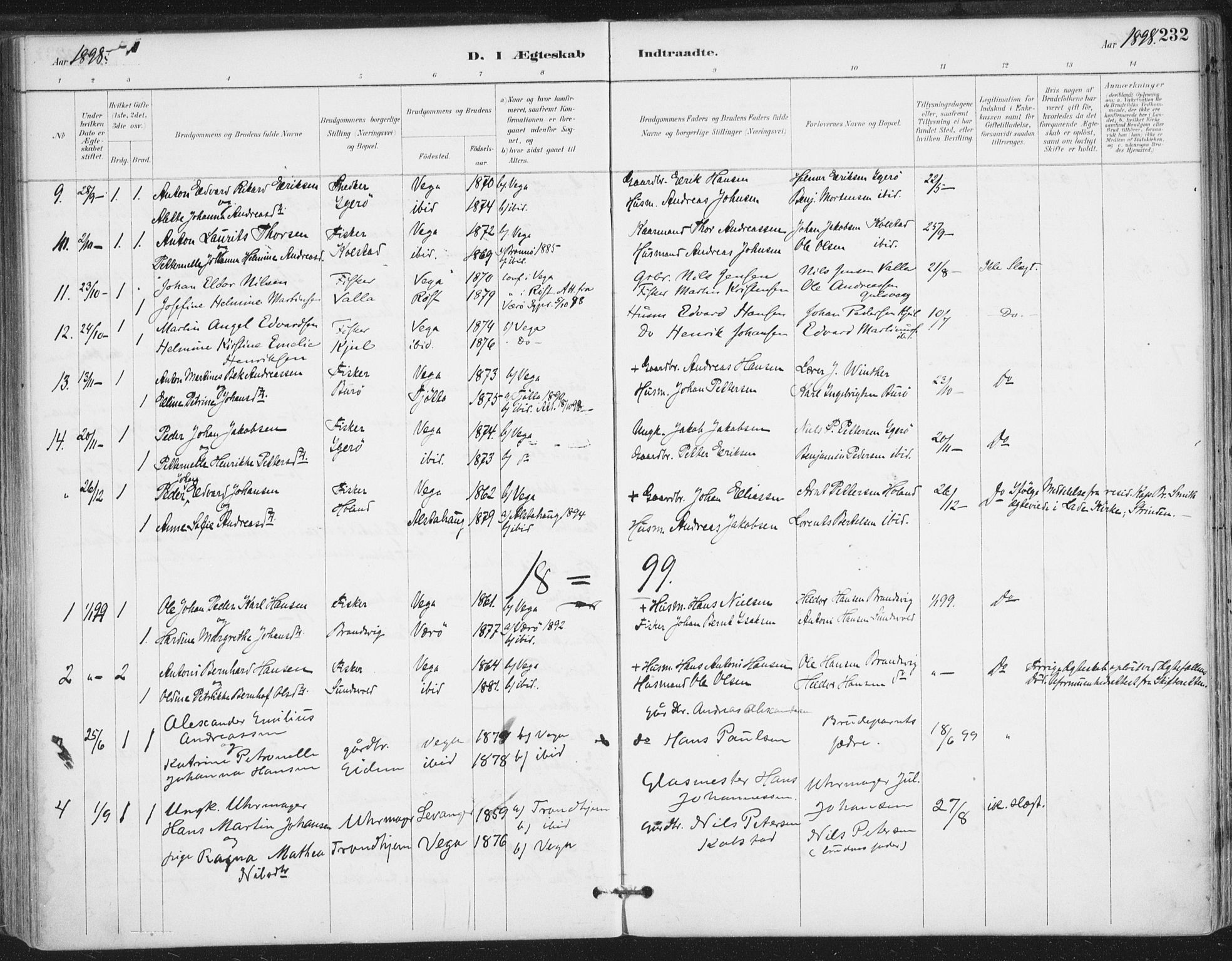 Ministerialprotokoller, klokkerbøker og fødselsregistre - Nordland, SAT/A-1459/816/L0244: Parish register (official) no. 816A10, 1886-1903, p. 232