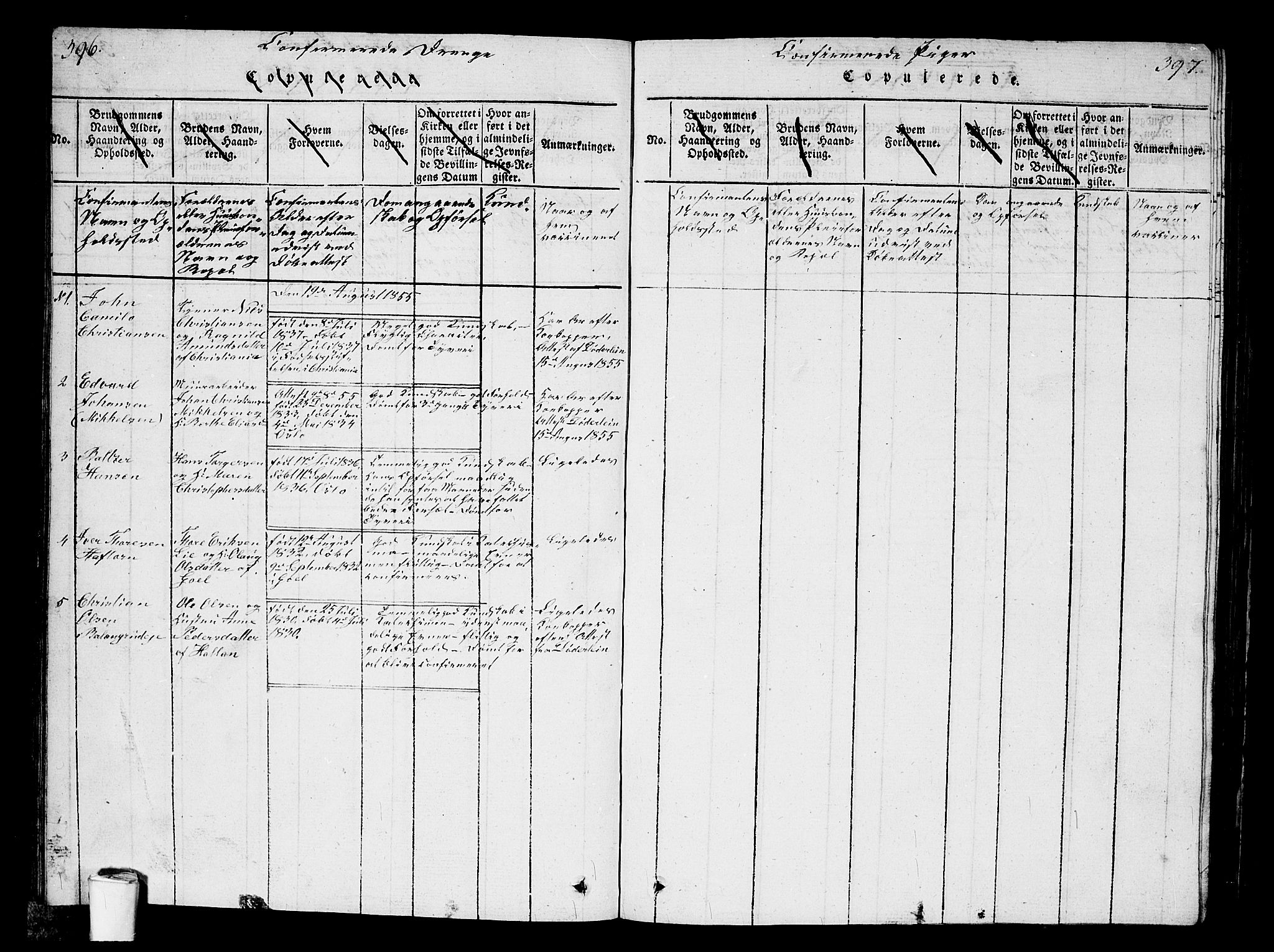 Kristiania tukthusprest Kirkebøker, SAO/A-10881/G/Ga/L0001: Parish register (copy) no. 1, 1818-1857, p. 396-397