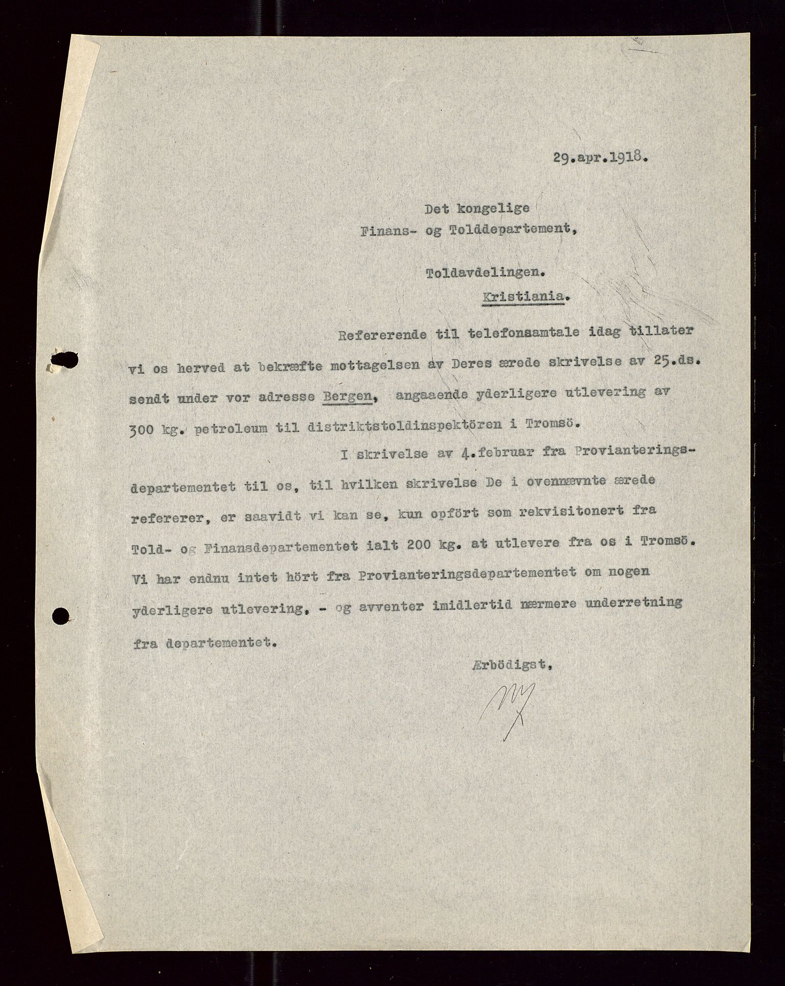 Pa 1521 - A/S Norske Shell, AV/SAST-A-101915/E/Ea/Eaa/L0005: Sjefskorrespondanse, 1918, p. 144