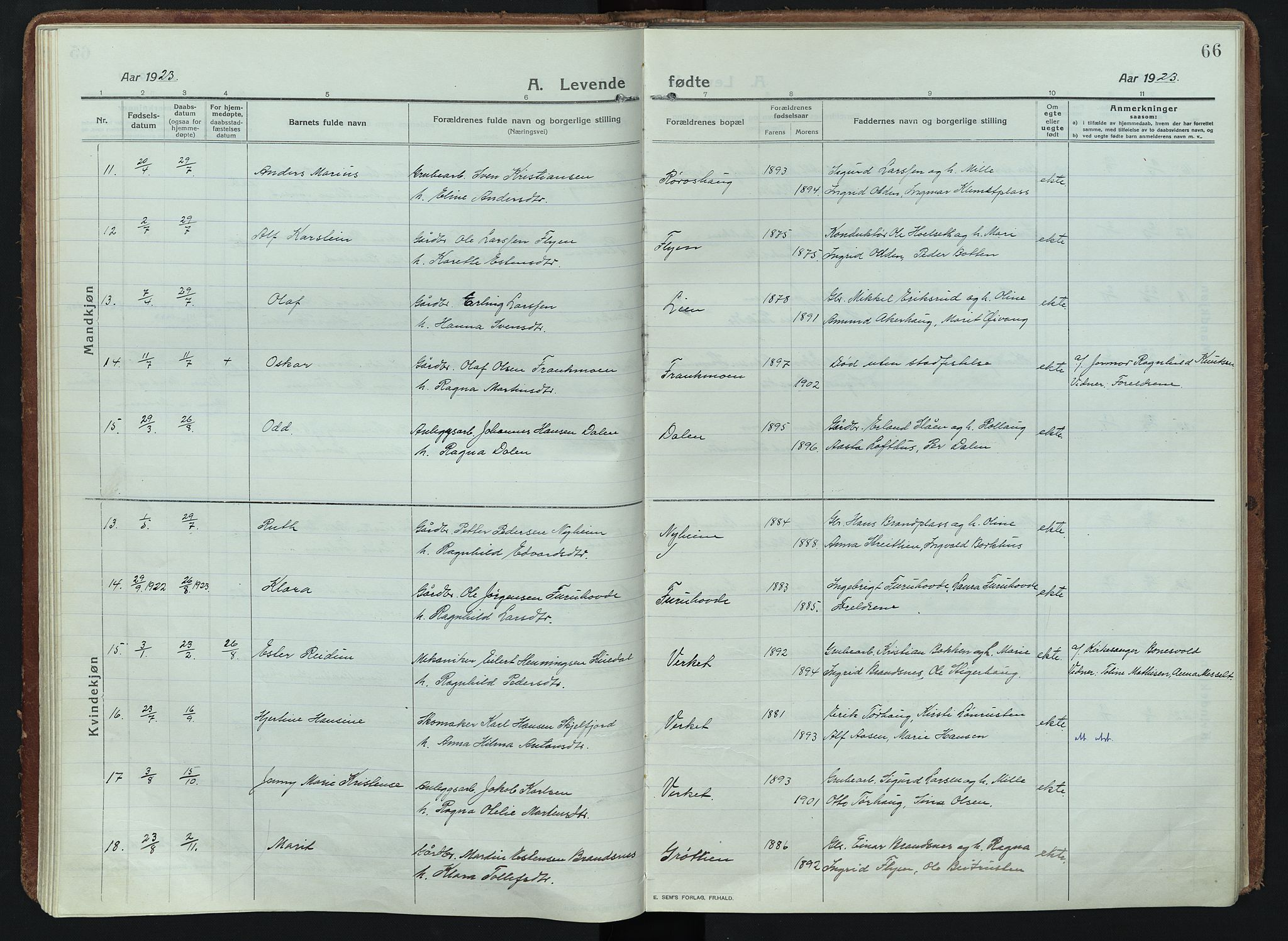 Alvdal prestekontor, AV/SAH-PREST-060/H/Ha/Haa/L0005: Parish register (official) no. 5, 1913-1930, p. 66