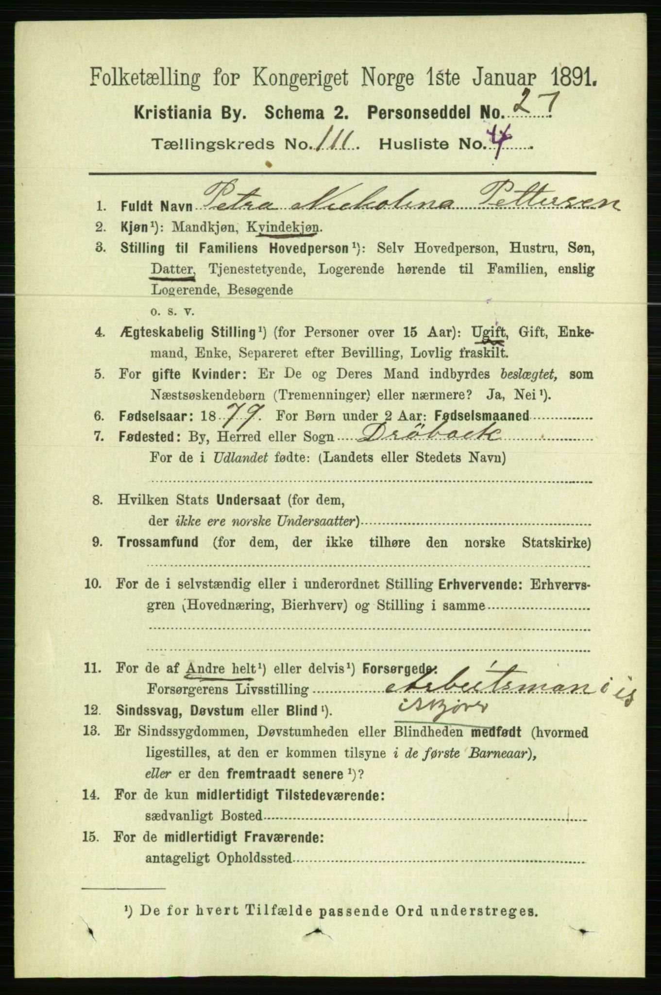 RA, 1891 census for 0301 Kristiania, 1891, p. 58015