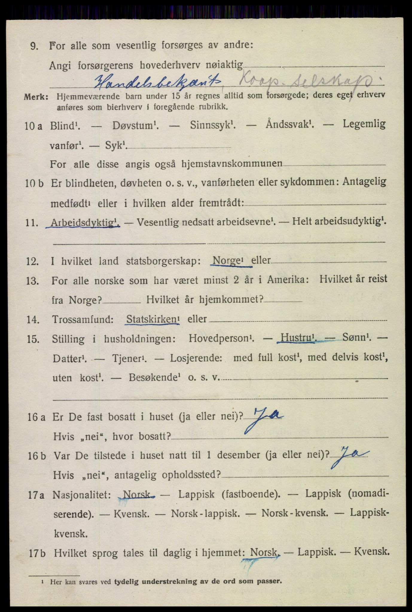 SAT, 1920 census for Skjerstad, 1920, p. 926