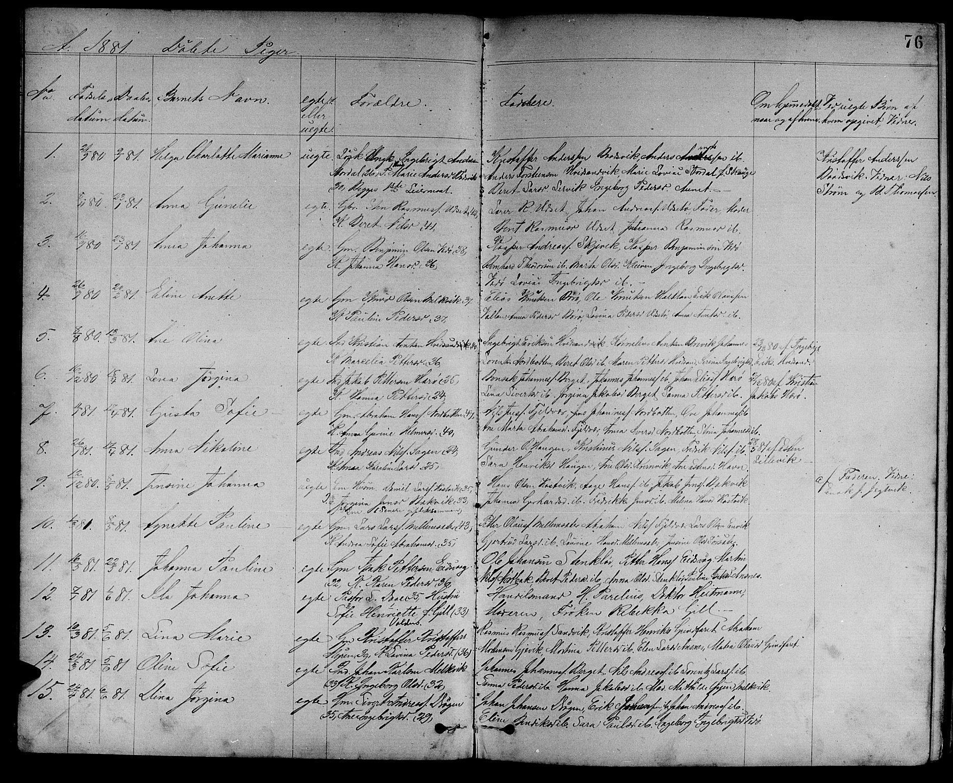 Ministerialprotokoller, klokkerbøker og fødselsregistre - Sør-Trøndelag, AV/SAT-A-1456/637/L0561: Parish register (copy) no. 637C02, 1873-1882, p. 76