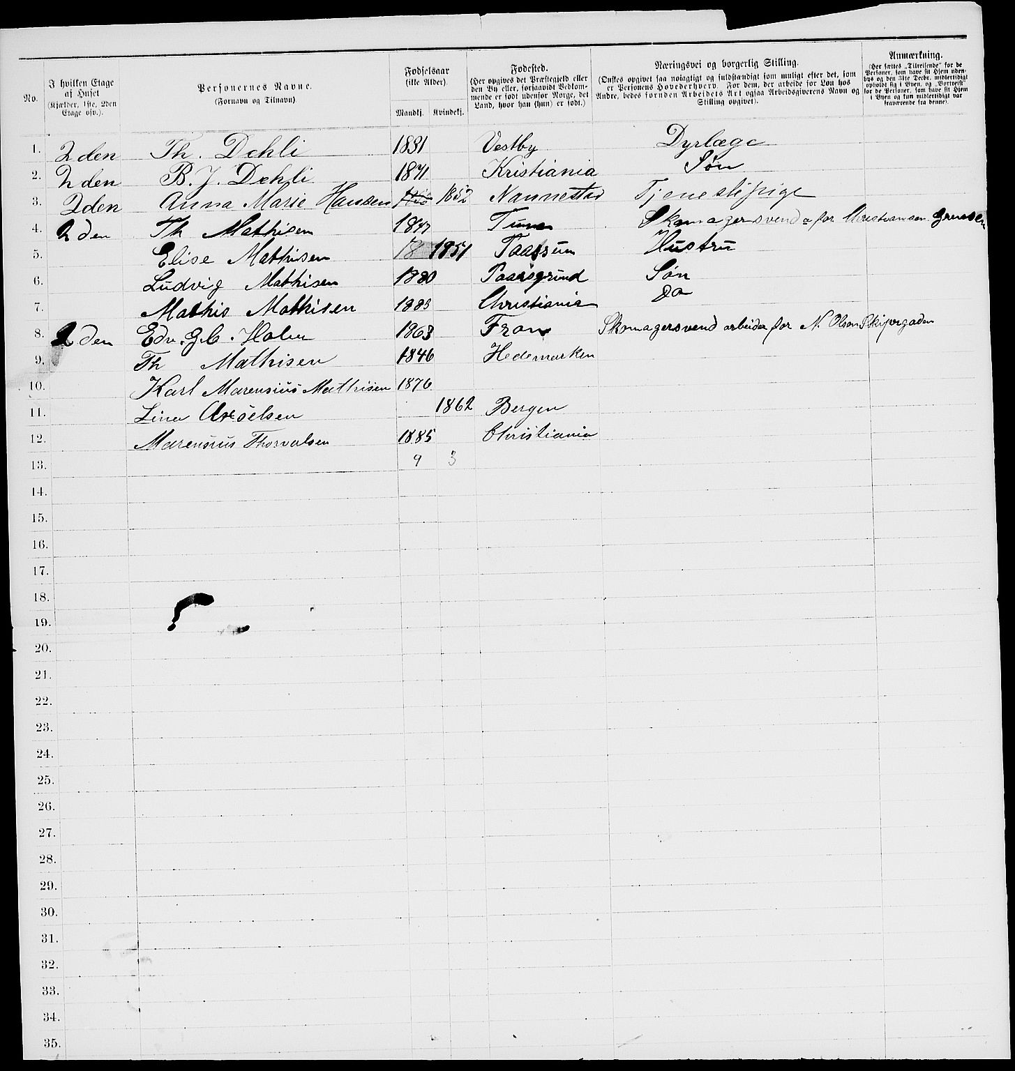 RA, 1885 census for 0301 Kristiania, 1885, p. 7326