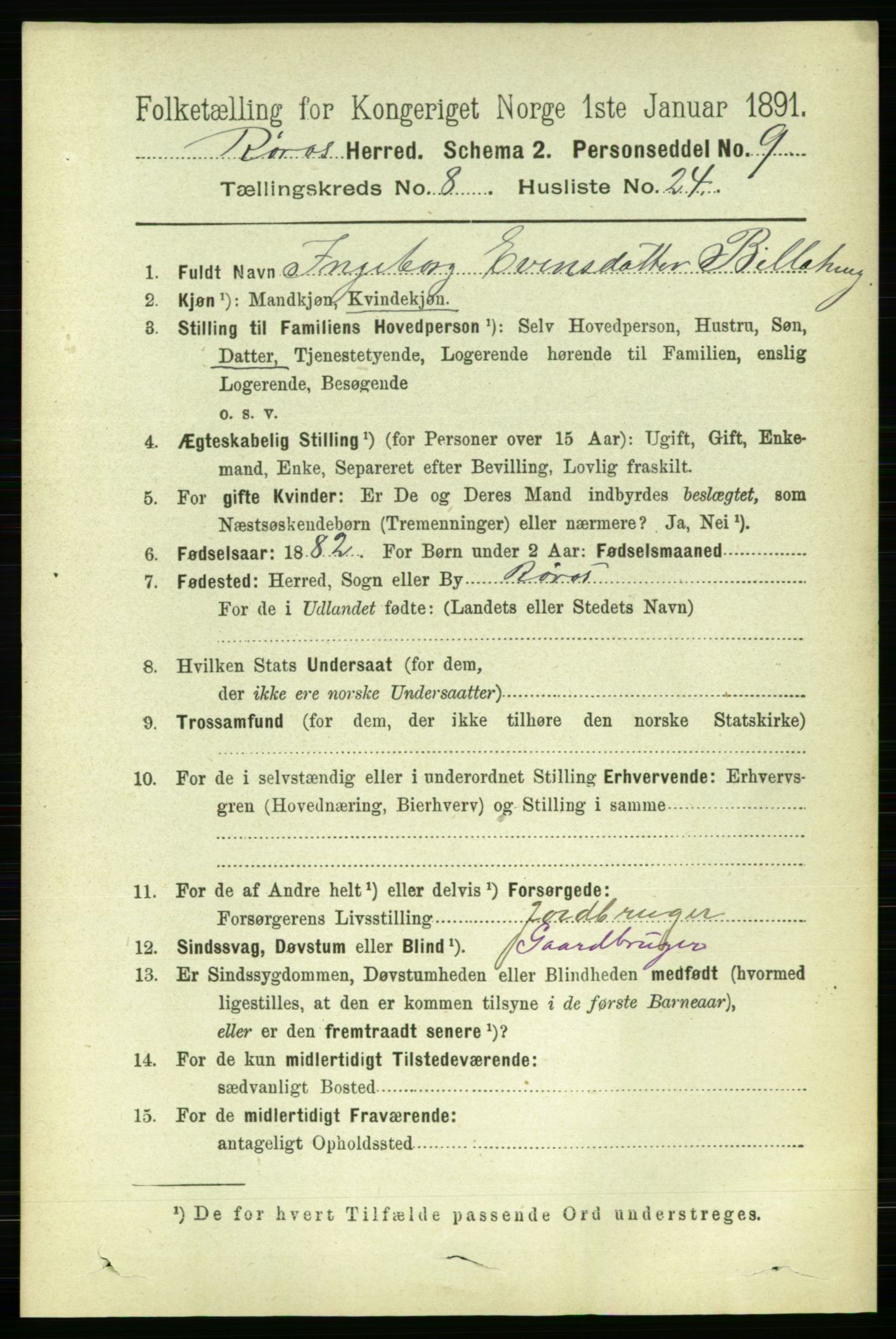 RA, 1891 census for 1640 Røros, 1891, p. 1780