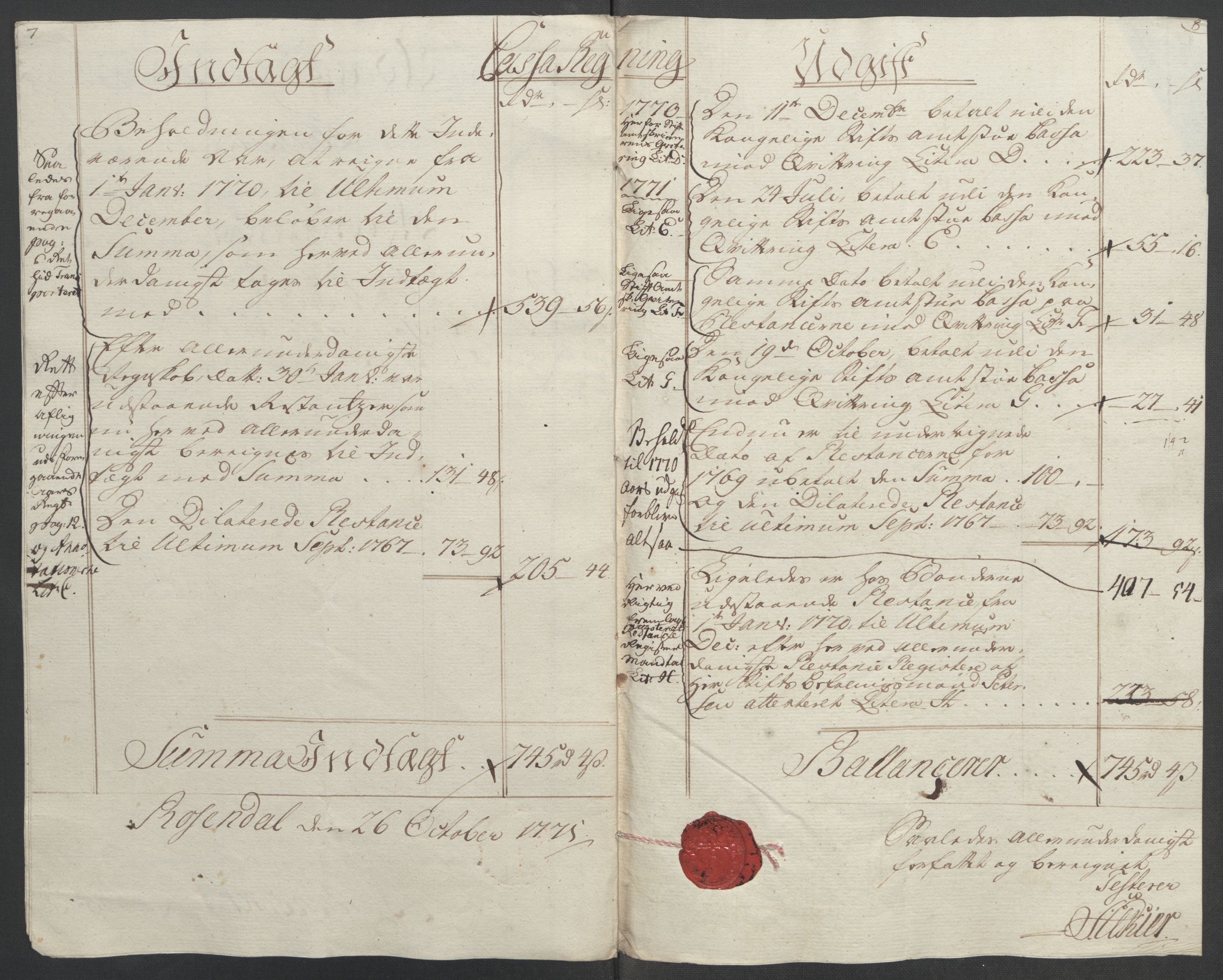 Rentekammeret inntil 1814, Reviderte regnskaper, Fogderegnskap, AV/RA-EA-4092/R49/L3157: Ekstraskatten Rosendal Baroni, 1762-1772, p. 283