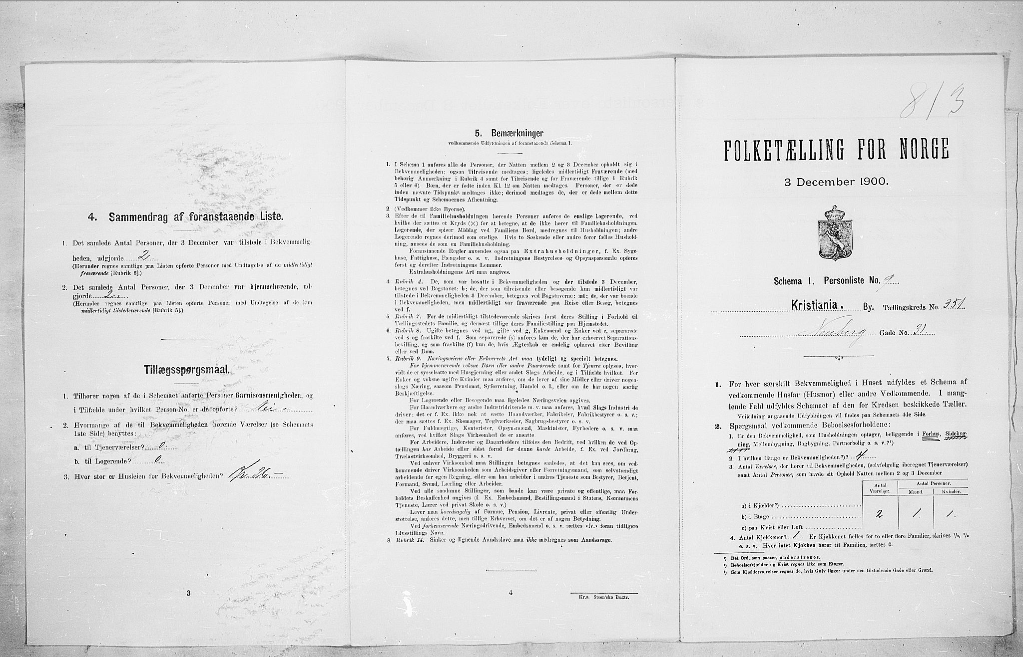 SAO, 1900 census for Kristiania, 1900, p. 63454