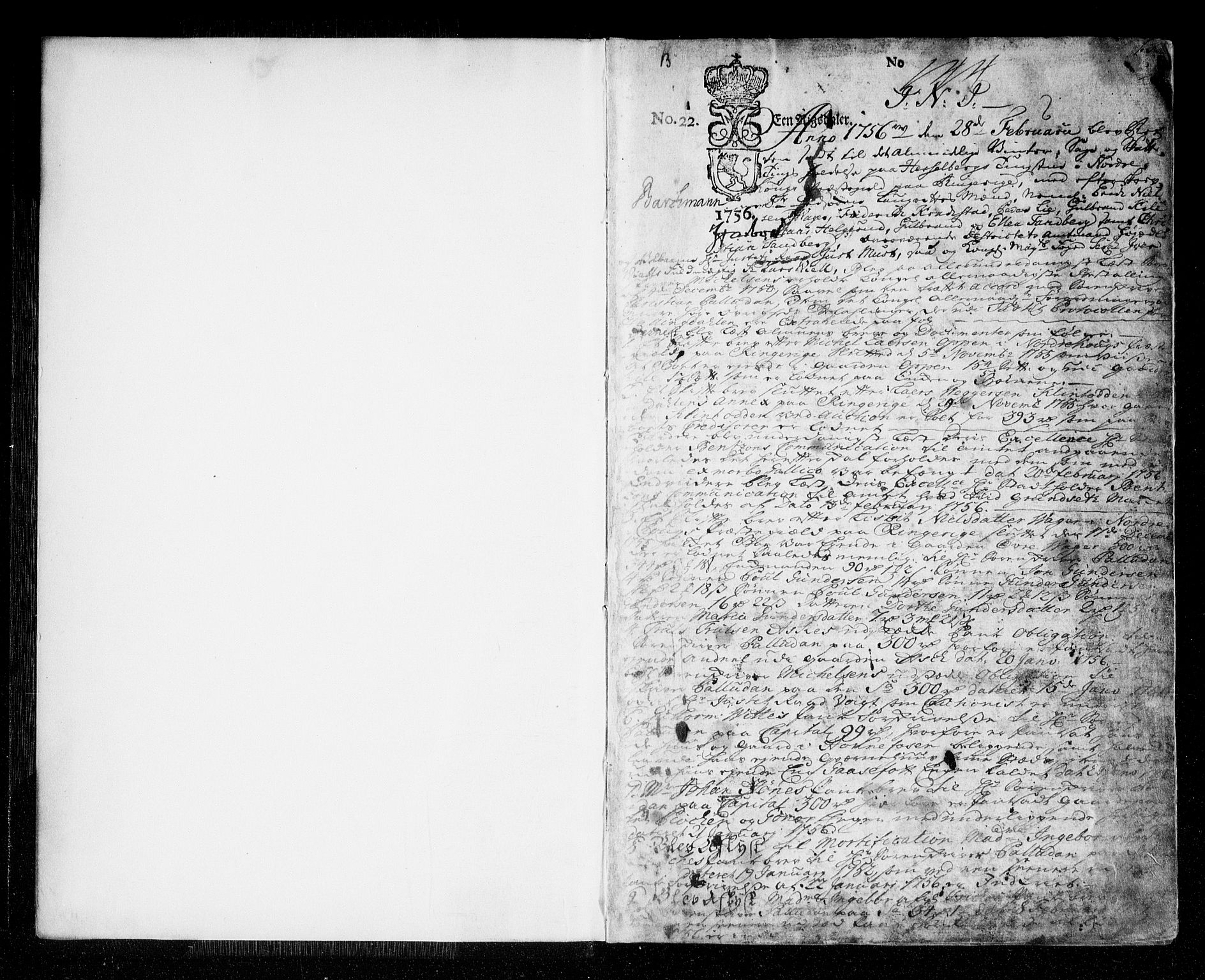 Ringerike og Hallingdal sorenskriveri, SAKO/A-81/F/Fa/Fac/L0005: Tingbok - Ringerike, 1756-1760, p. 1