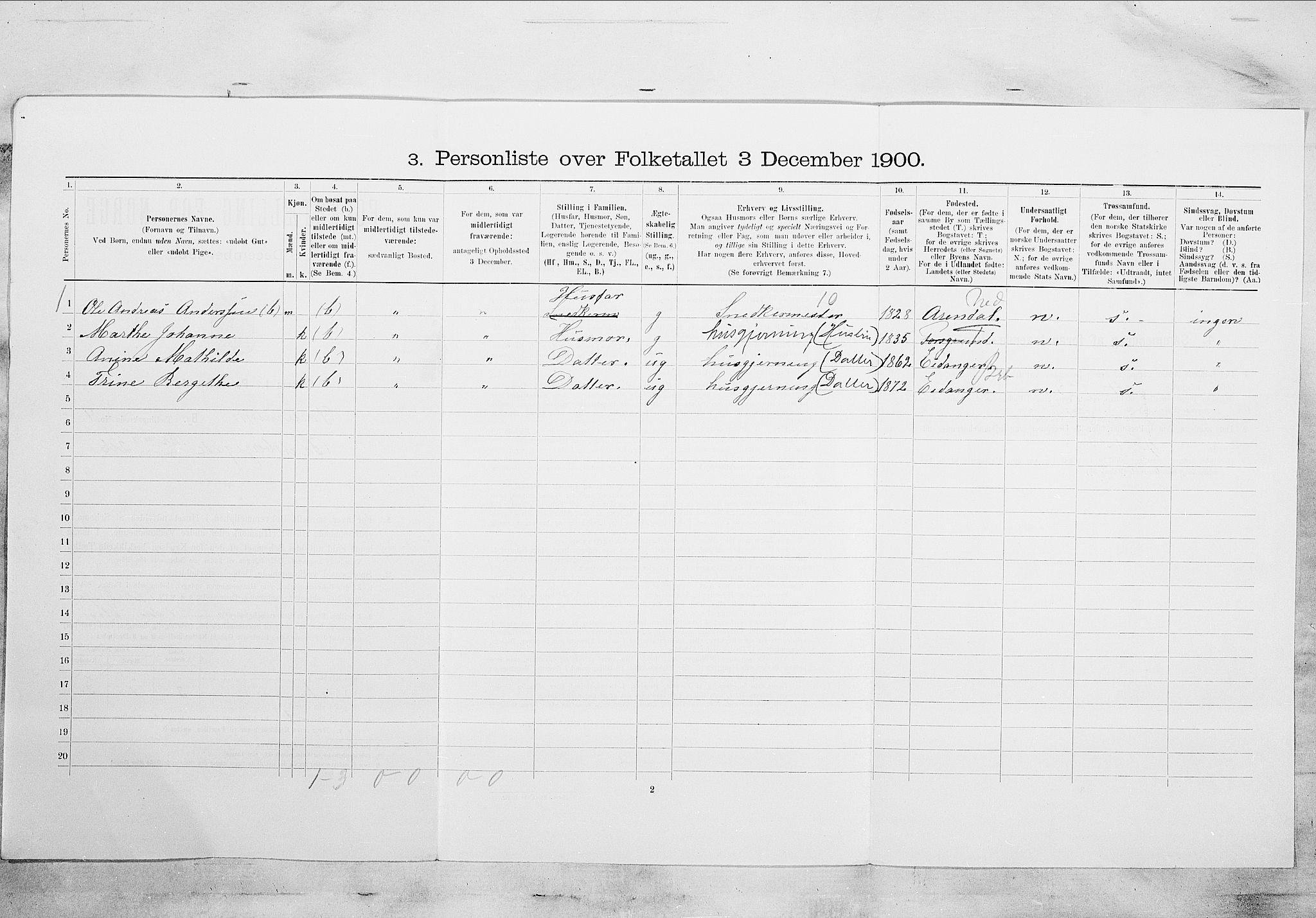 SAKO, 1900 census for Porsgrunn, 1900, p. 674