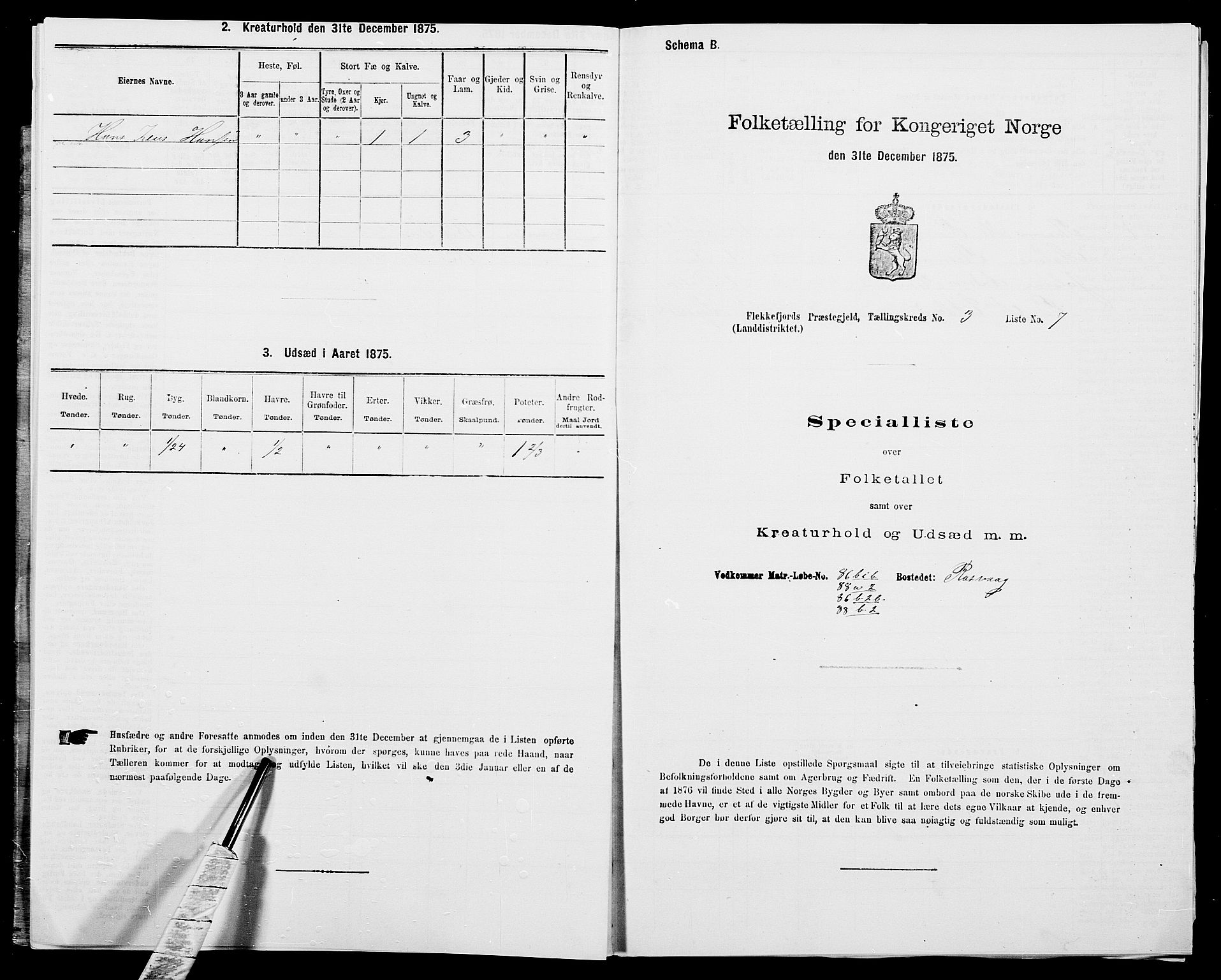 SAK, 1875 census for 1042L Flekkefjord/Nes og Hidra, 1875, p. 407