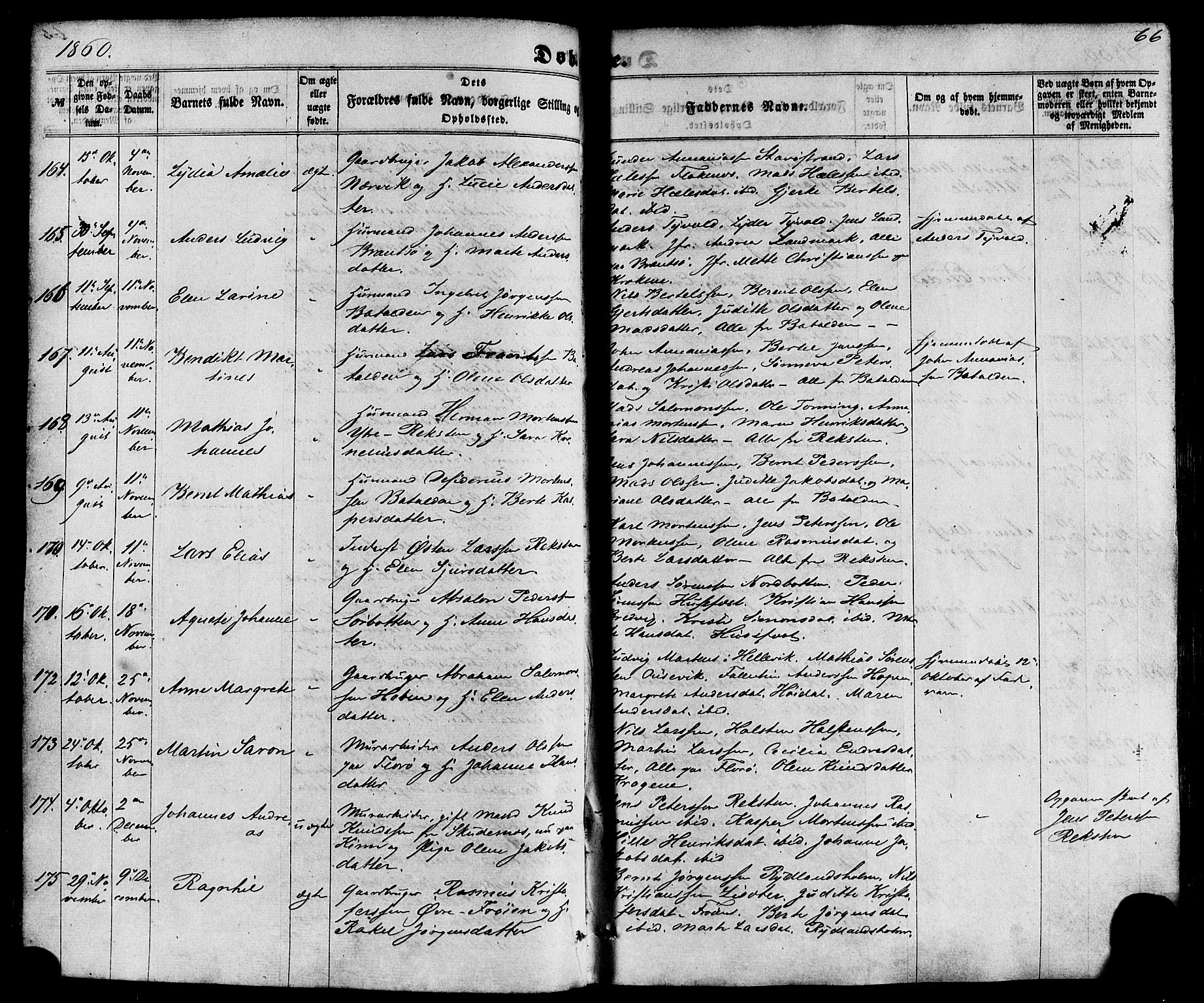 Kinn sokneprestembete, AV/SAB-A-80801/H/Haa/Haaa/L0006: Parish register (official) no. A 6, 1857-1885, p. 66