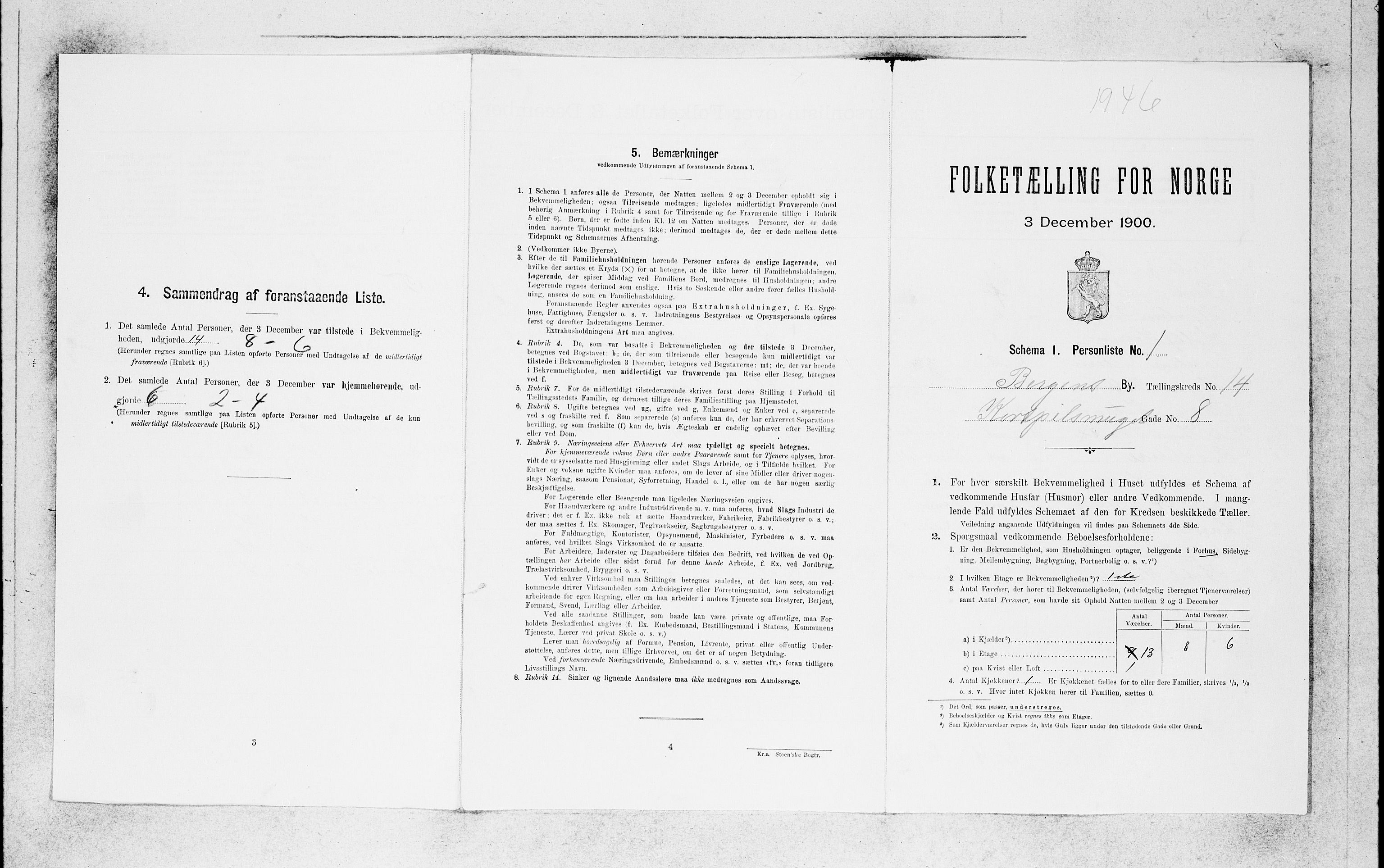 SAB, 1900 census for Bergen, 1900, p. 2595