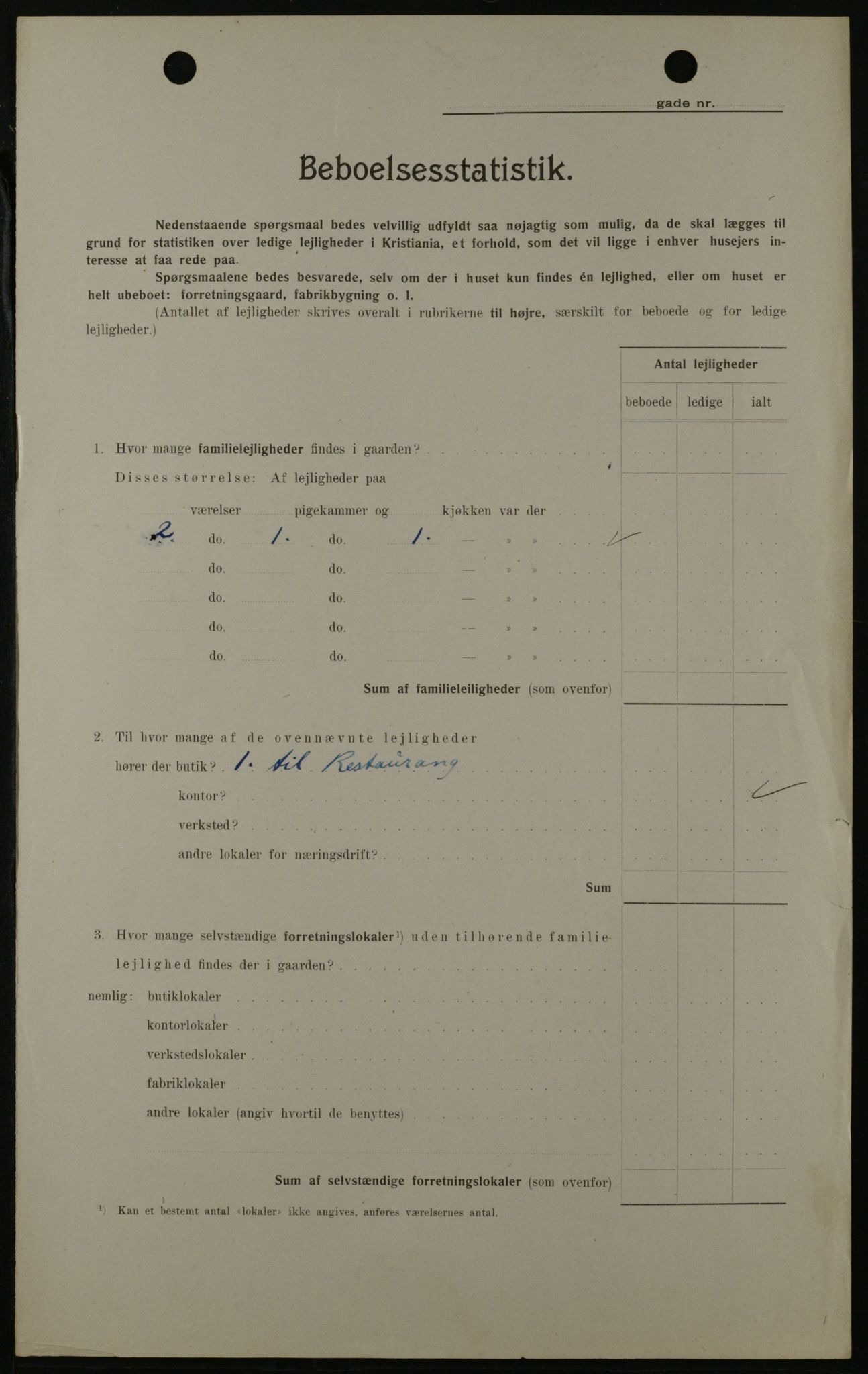 OBA, Municipal Census 1908 for Kristiania, 1908, p. 7400