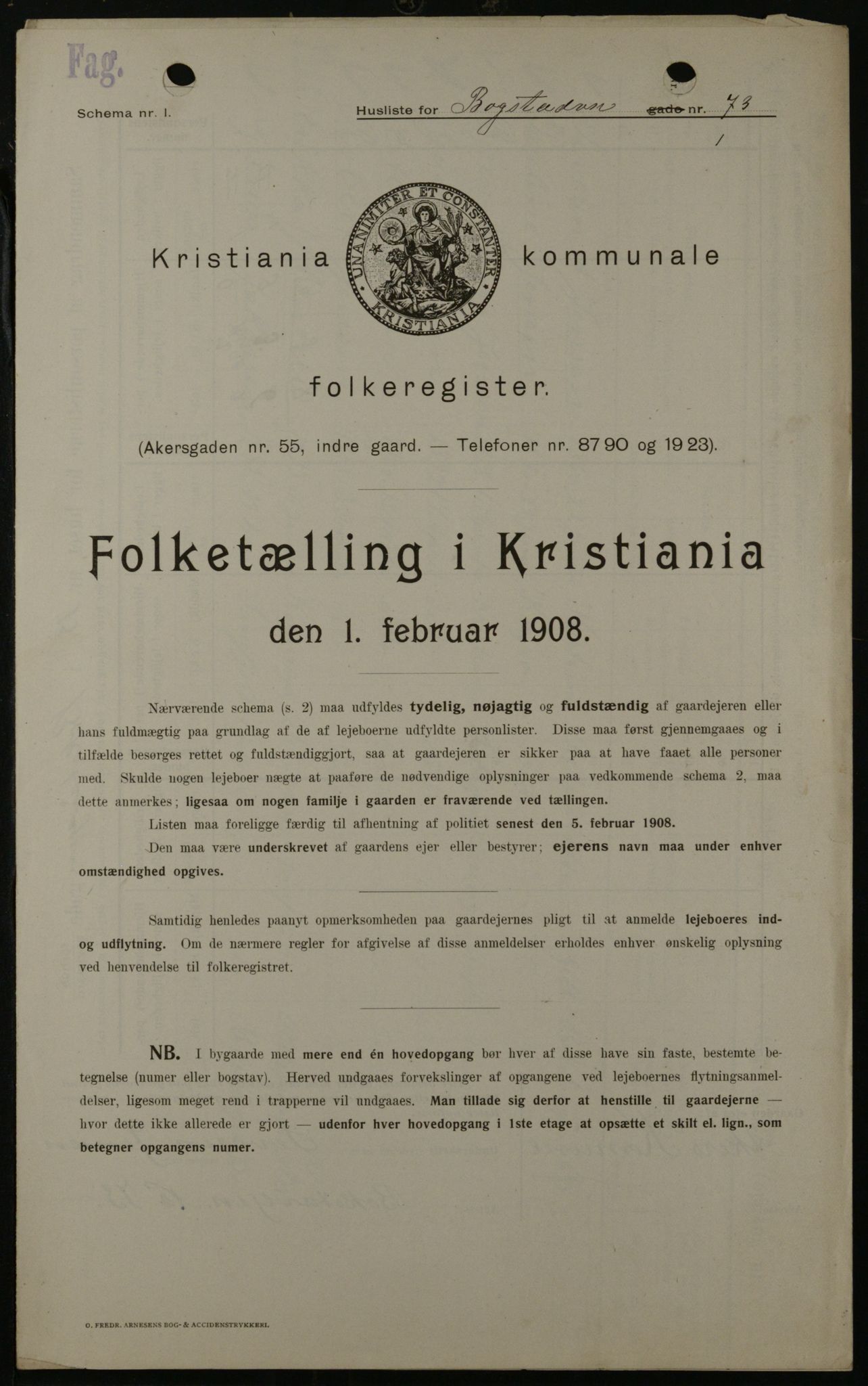 OBA, Municipal Census 1908 for Kristiania, 1908, p. 7397