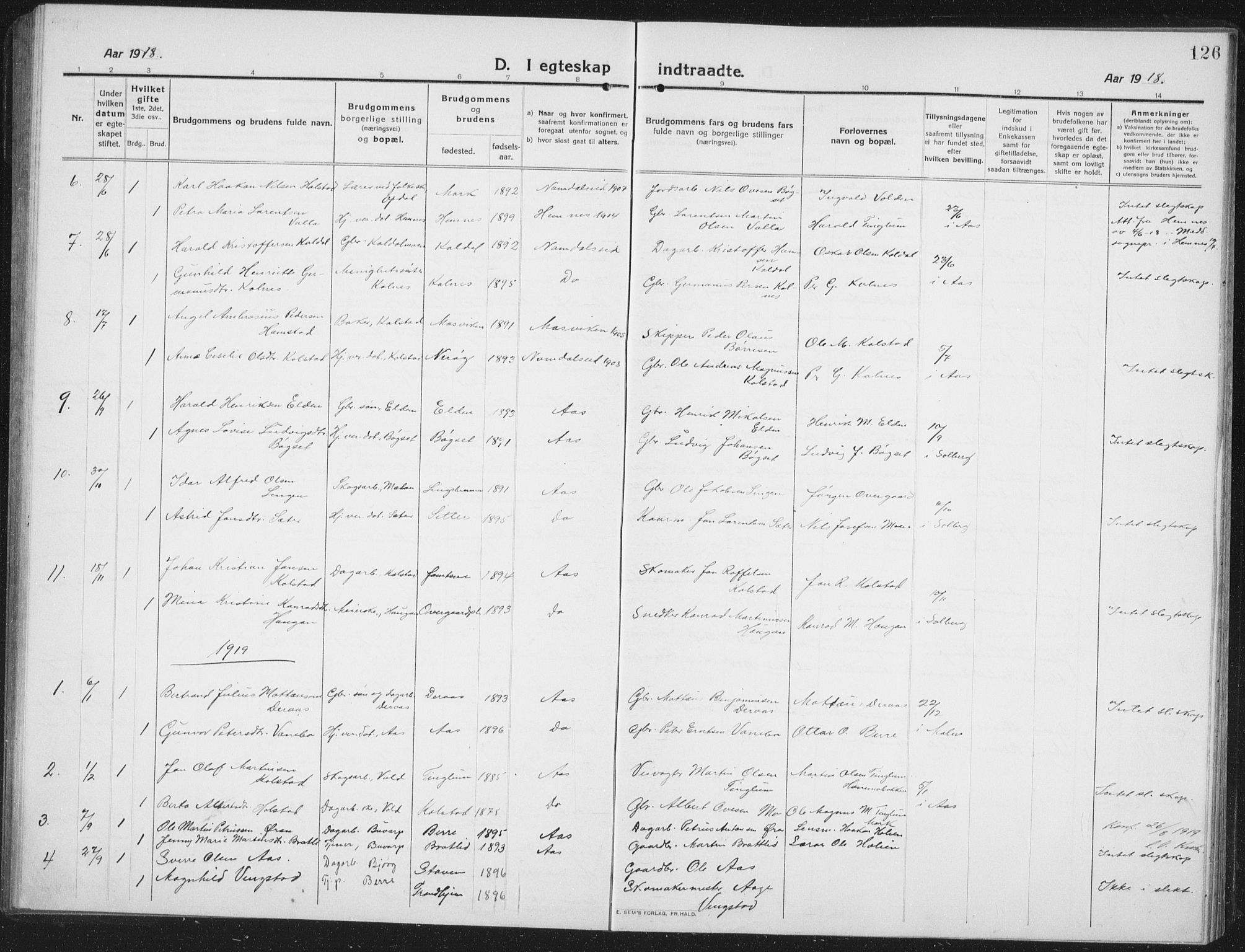 Ministerialprotokoller, klokkerbøker og fødselsregistre - Nord-Trøndelag, SAT/A-1458/742/L0413: Parish register (copy) no. 742C04, 1911-1938, p. 126