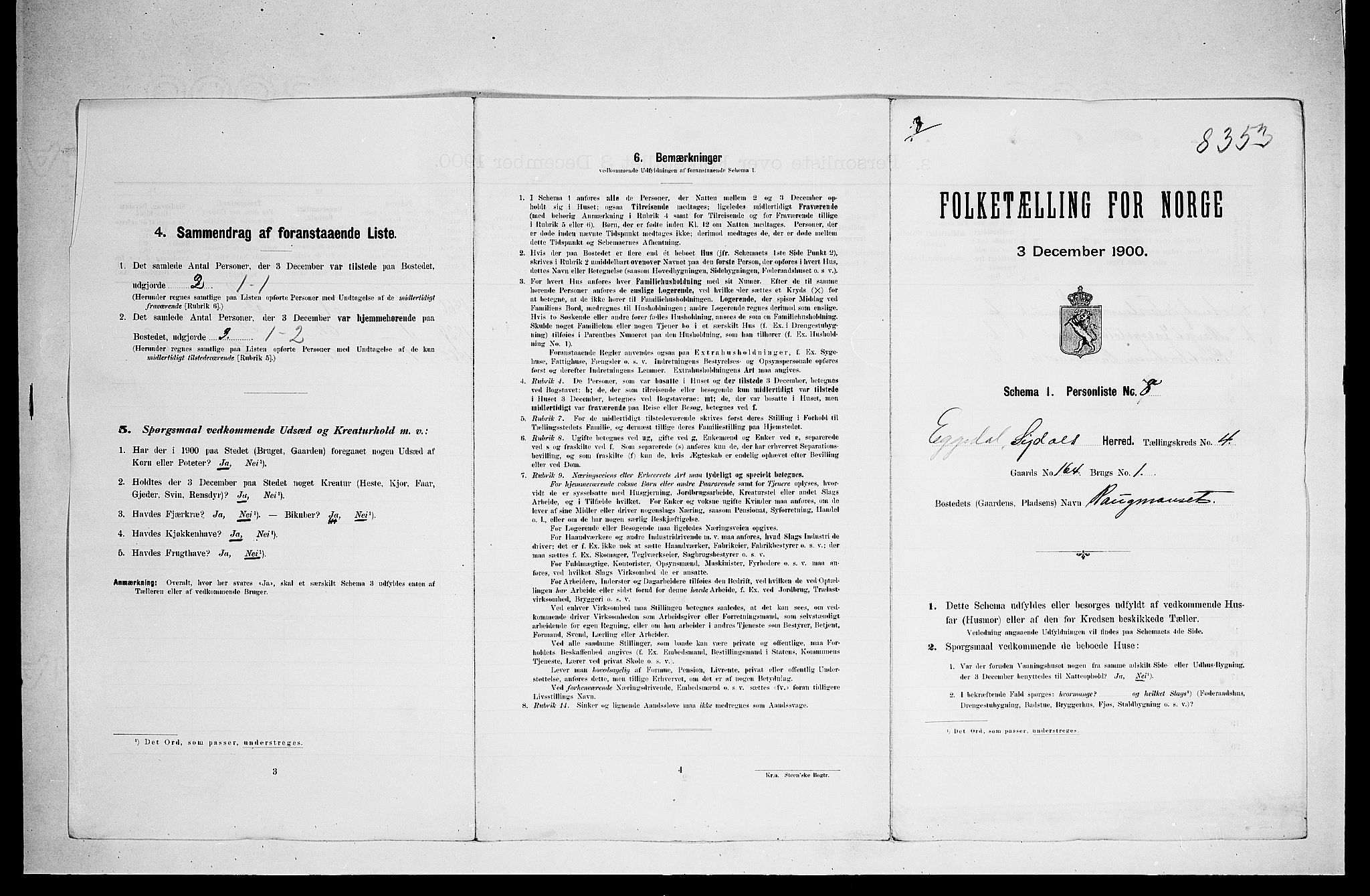 RA, 1900 census for Sigdal, 1900, p. 82