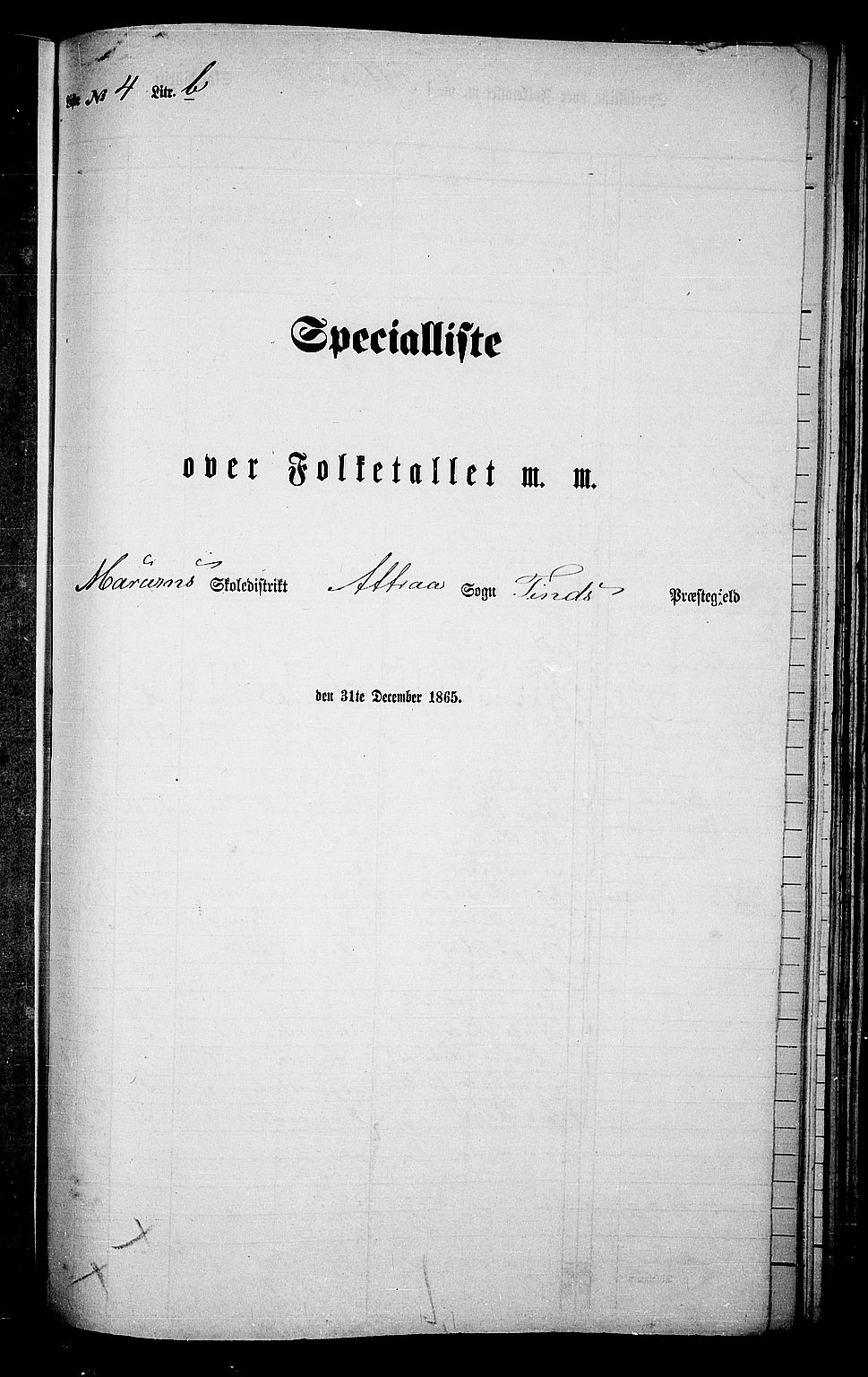 RA, 1865 census for Tinn, 1865, p. 74