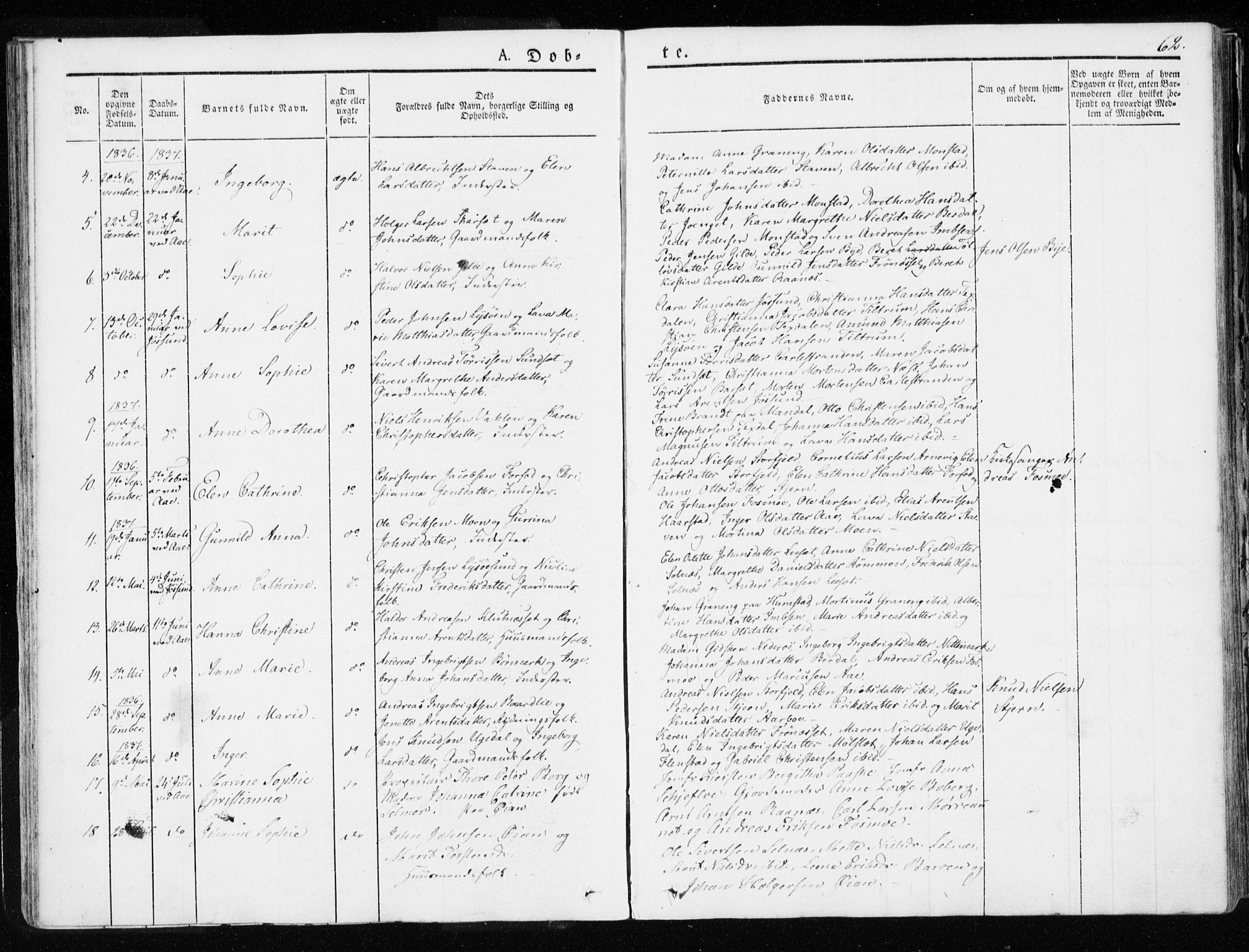 Ministerialprotokoller, klokkerbøker og fødselsregistre - Sør-Trøndelag, SAT/A-1456/655/L0676: Parish register (official) no. 655A05, 1830-1847, p. 62