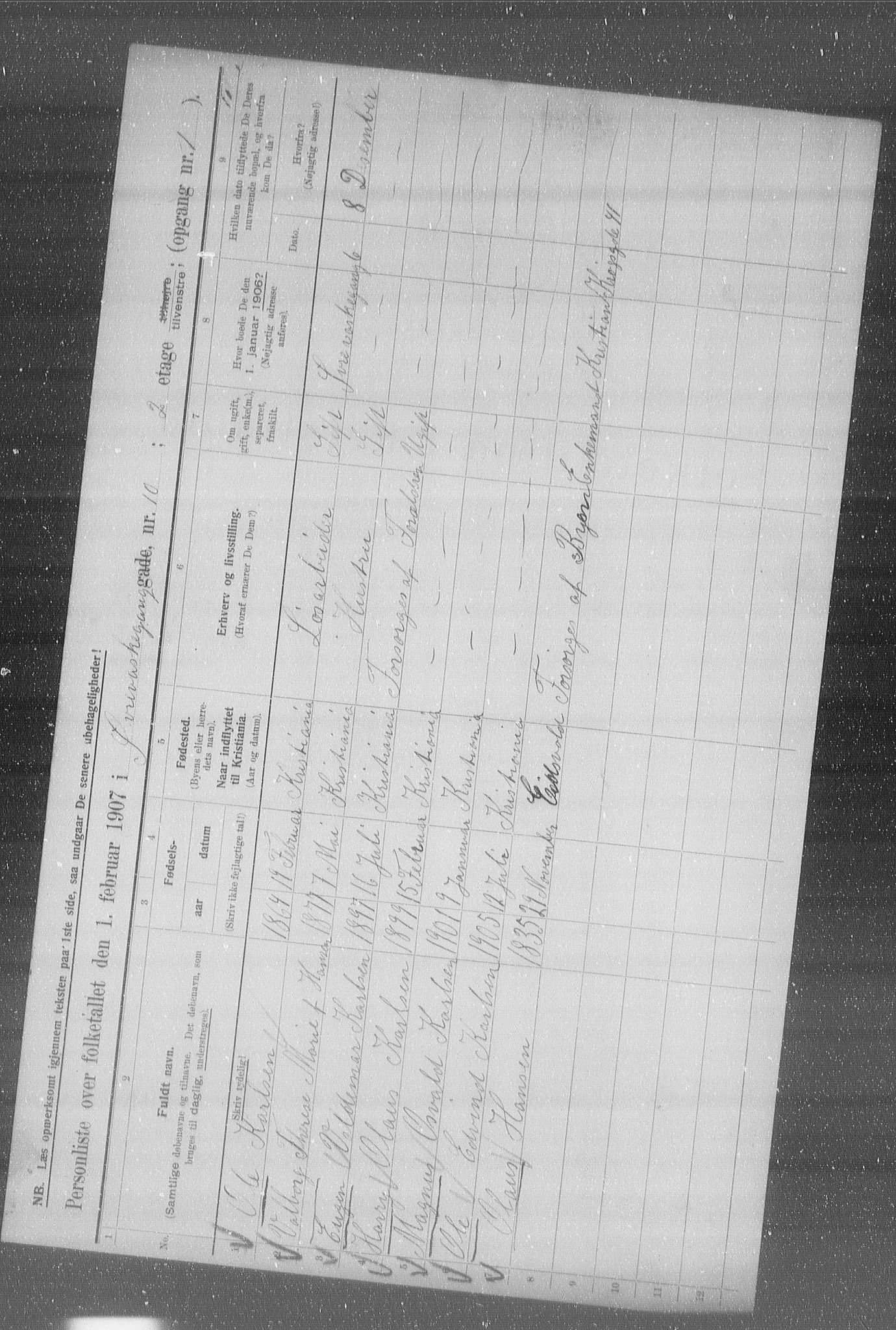 OBA, Municipal Census 1907 for Kristiania, 1907, p. 65983