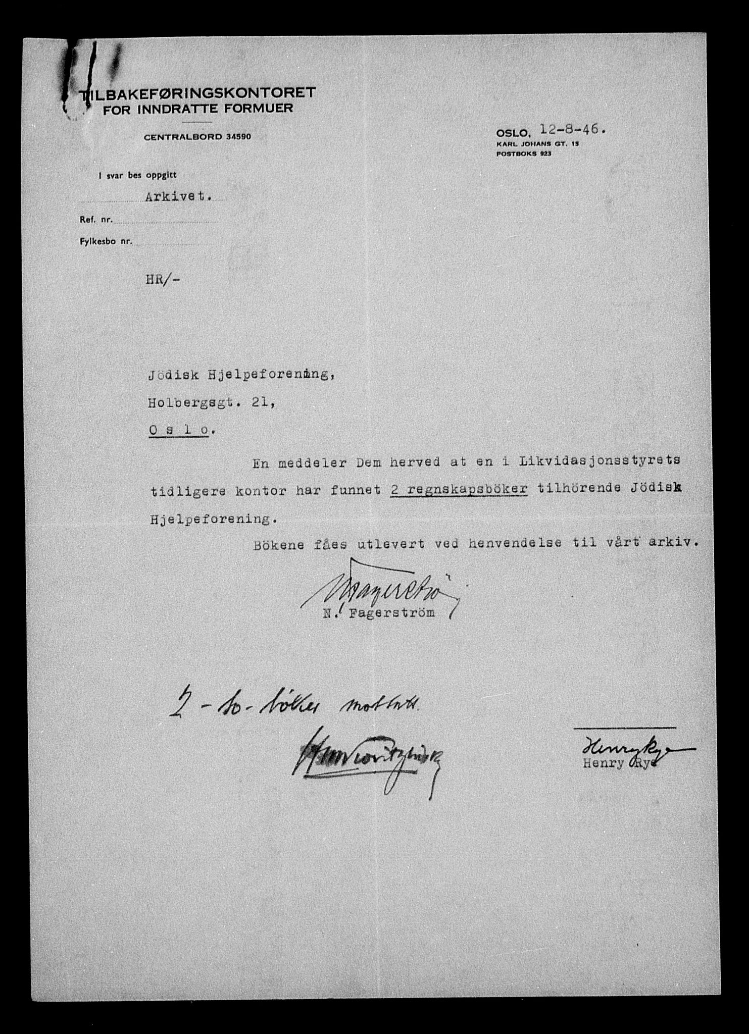 Justisdepartementet, Tilbakeføringskontoret for inndratte formuer, AV/RA-S-1564/H/Hc/Hcc/L0930: --, 1945-1947, p. 94