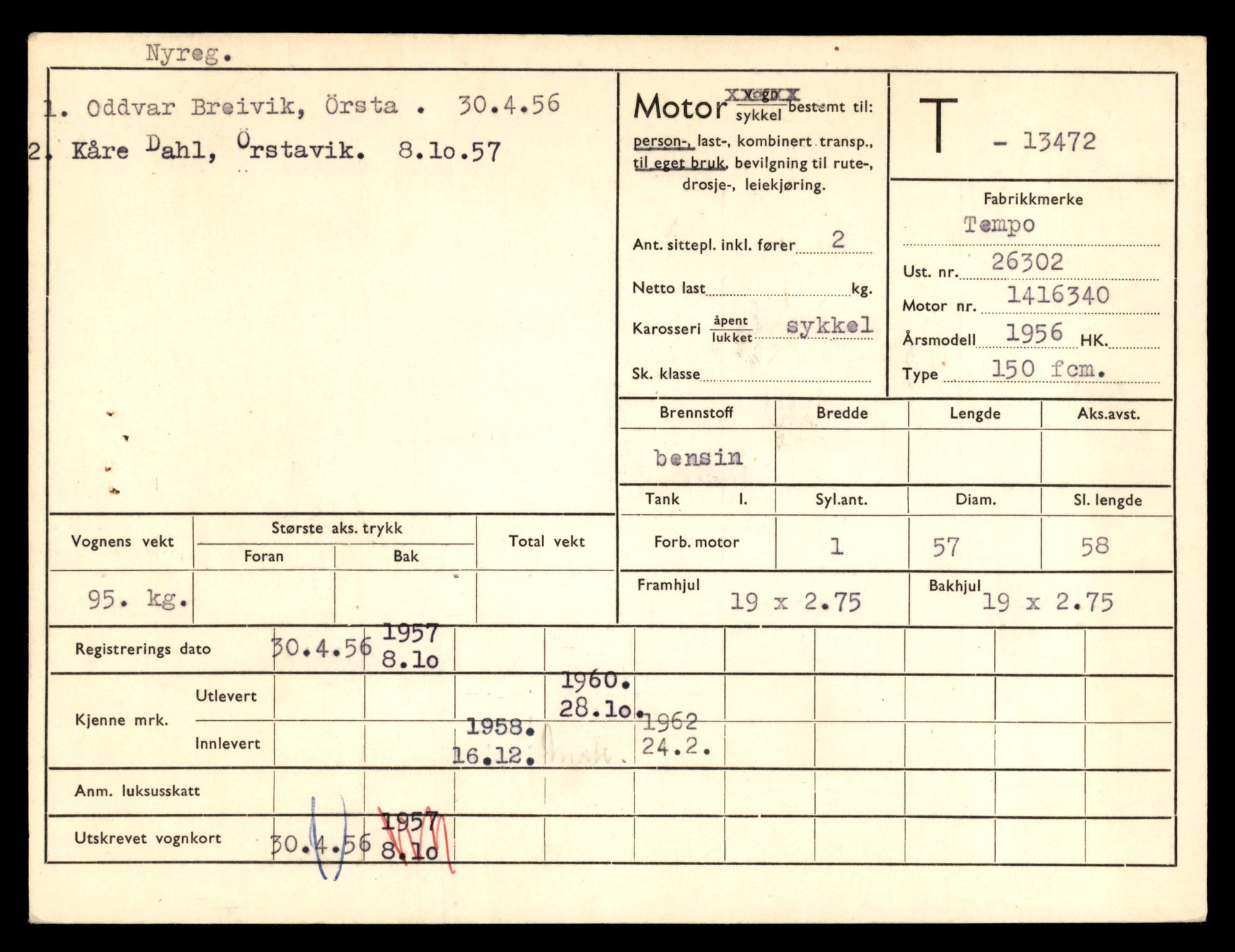 Møre og Romsdal vegkontor - Ålesund trafikkstasjon, AV/SAT-A-4099/F/Fe/L0039: Registreringskort for kjøretøy T 13361 - T 13530, 1927-1998, p. 1910