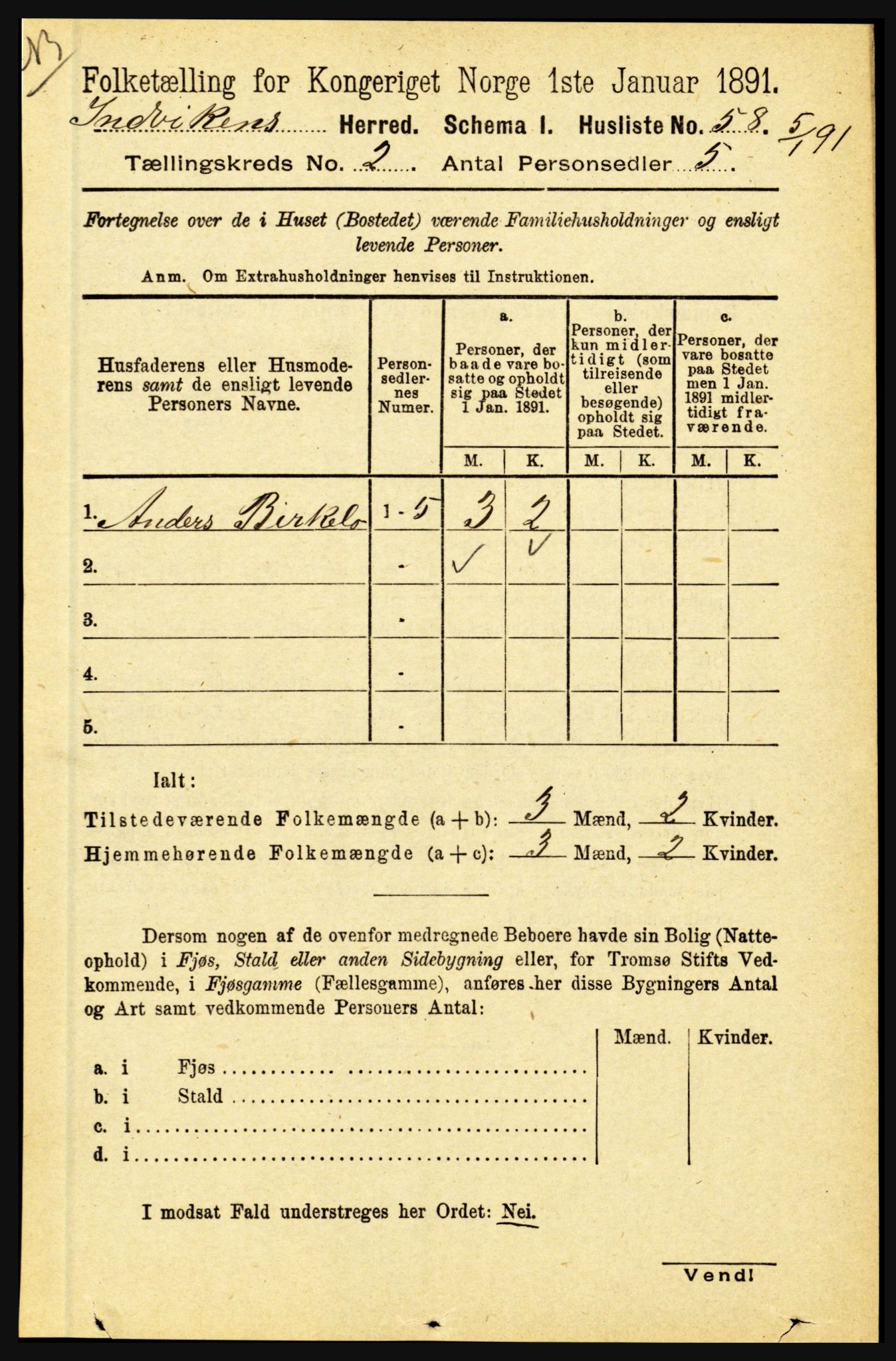 RA, 1891 census for 1447 Innvik, 1891, p. 601