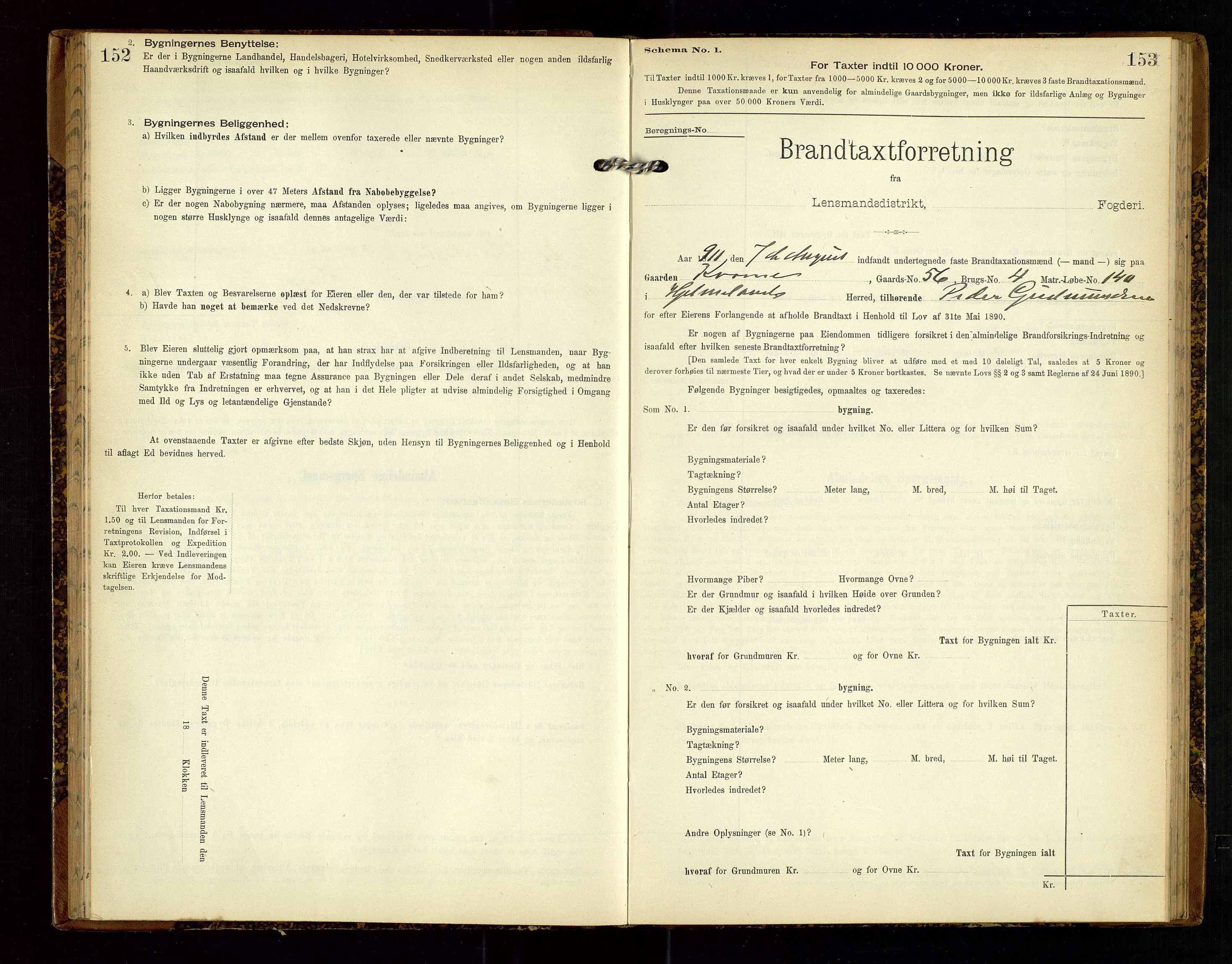 Hjelmeland lensmannskontor, AV/SAST-A-100439/Gob/L0002: "Brandtaxationsprotokol", 1904-1920, p. 152-153