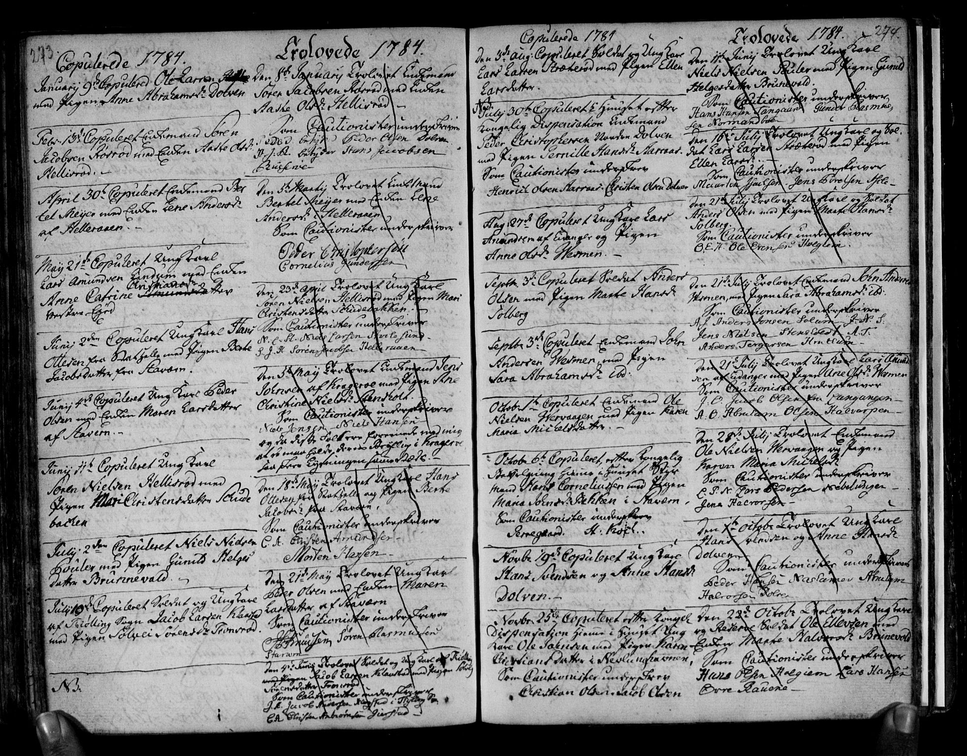 Brunlanes kirkebøker, AV/SAKO-A-342/F/Fa/L0001: Parish register (official) no. I 1, 1766-1801, p. 273-274