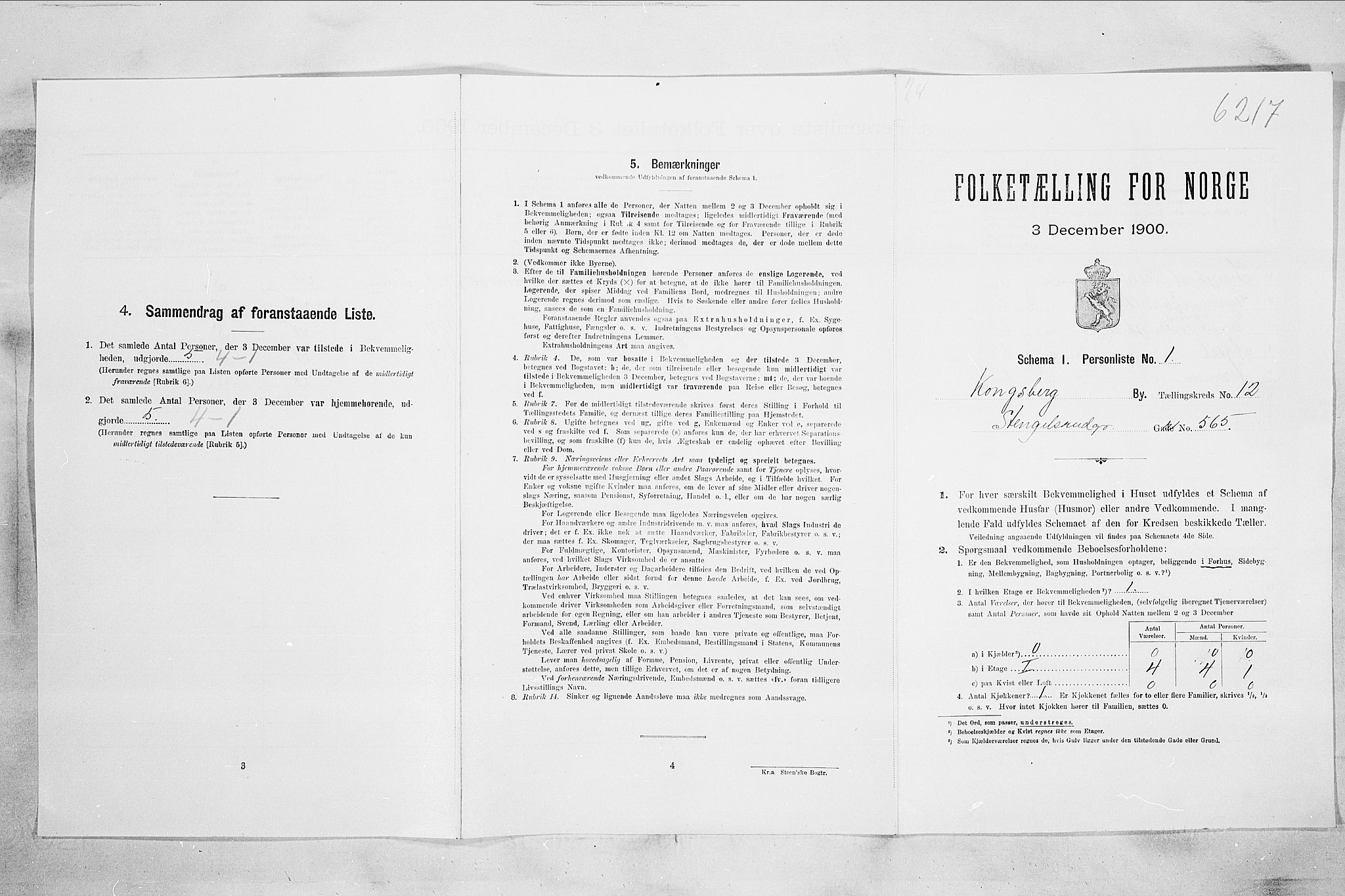 RA, 1900 census for Kongsberg, 1900, p. 2211