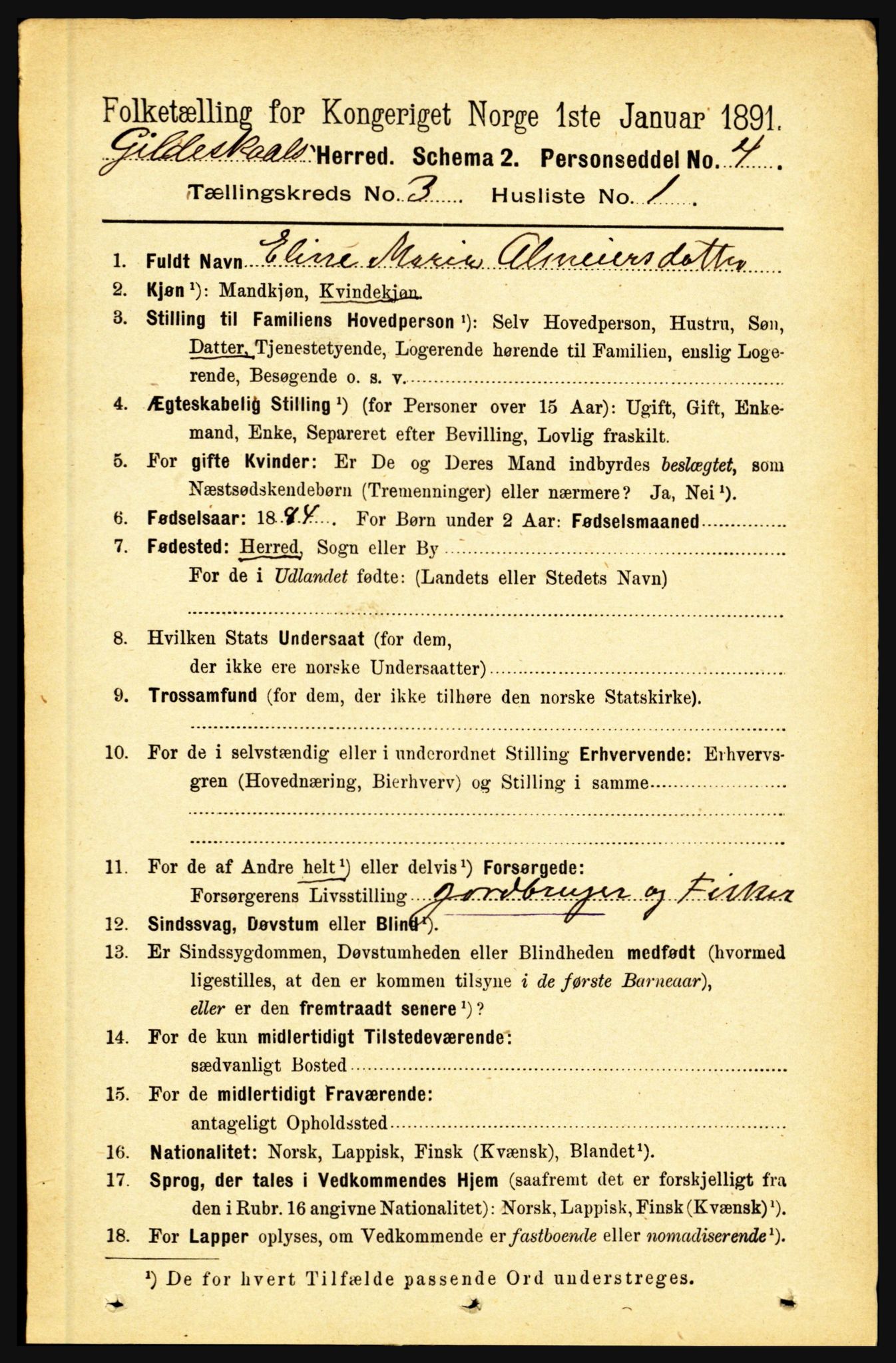 RA, 1891 census for 1838 Gildeskål, 1891, p. 759