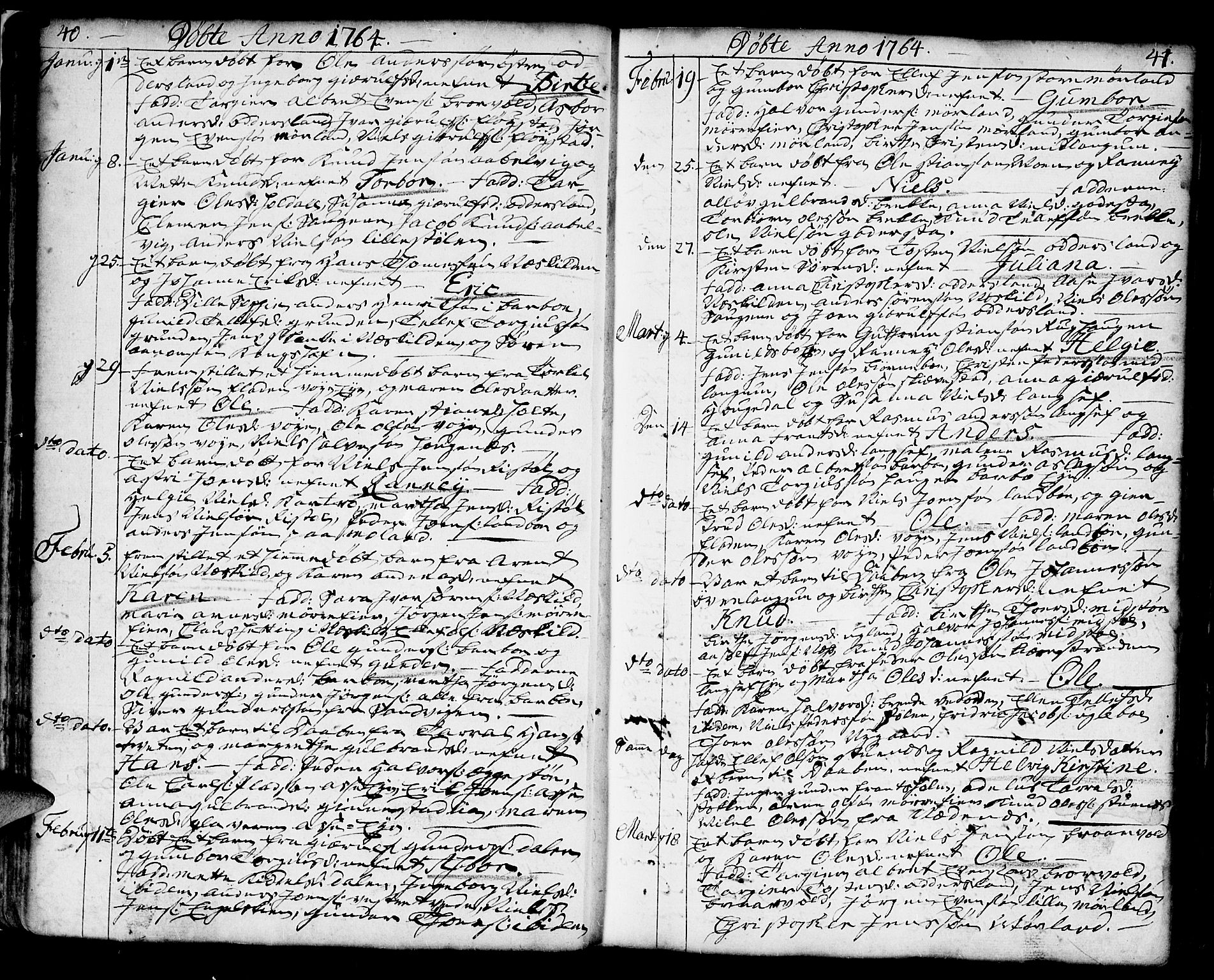 Austre Moland sokneprestkontor, AV/SAK-1111-0001/F/Fa/Faa/L0002: Parish register (official) no. A 2, 1747-1808, p. 40-41