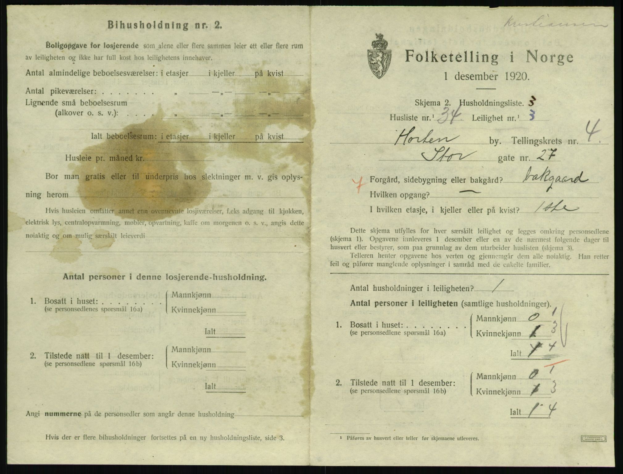 SAKO, 1920 census for Horten, 1920, p. 4961
