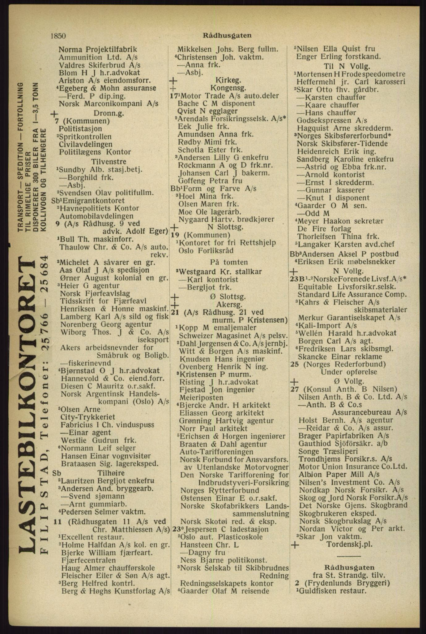 Kristiania/Oslo adressebok, PUBL/-, 1933, p. 1850