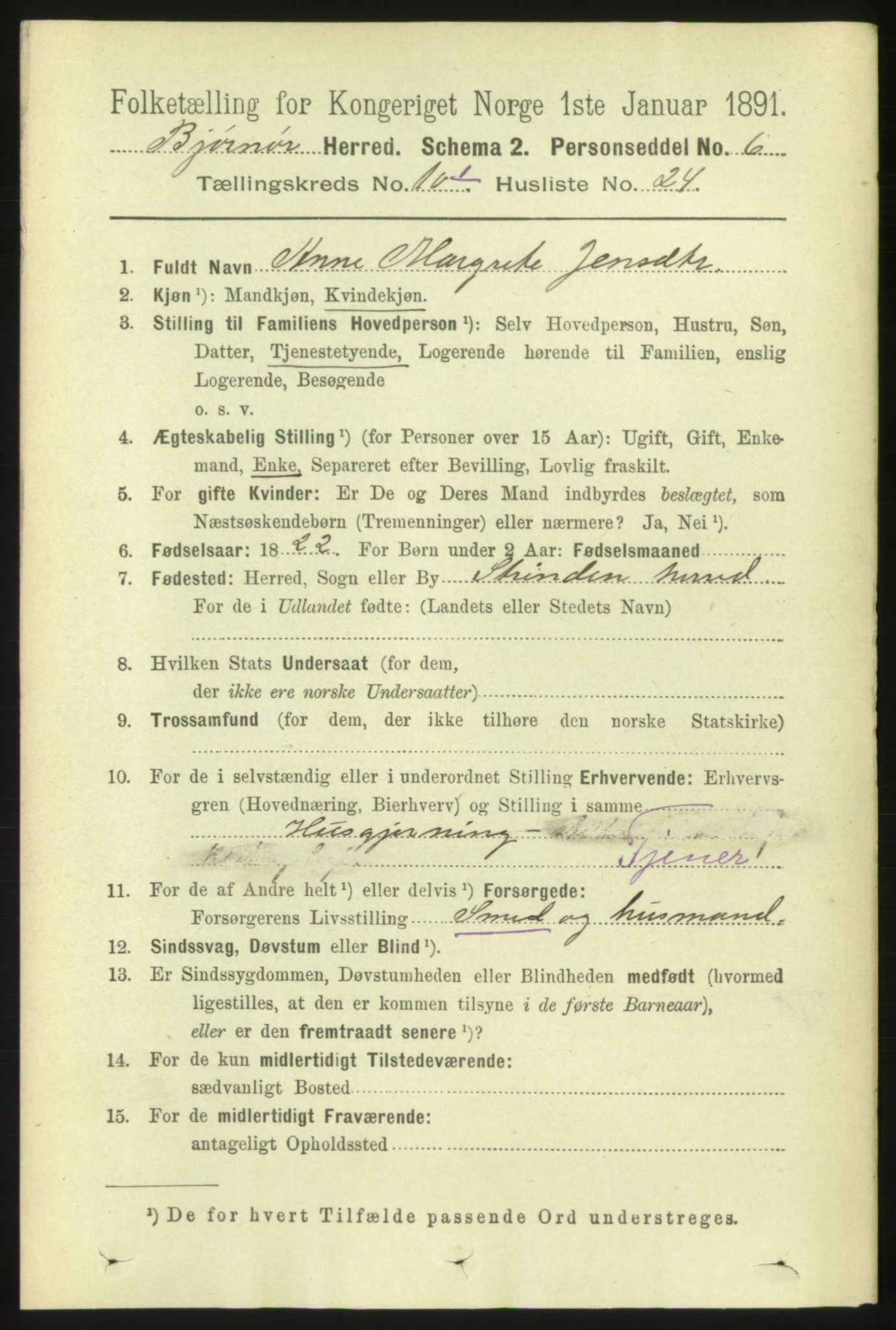 RA, 1891 census for 1632 Bjørnør, 1891, p. 4305