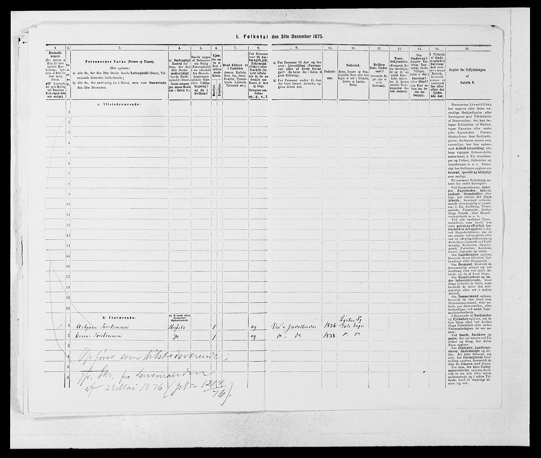 SAB, 1875 census for 1426P Luster, 1875, p. 934