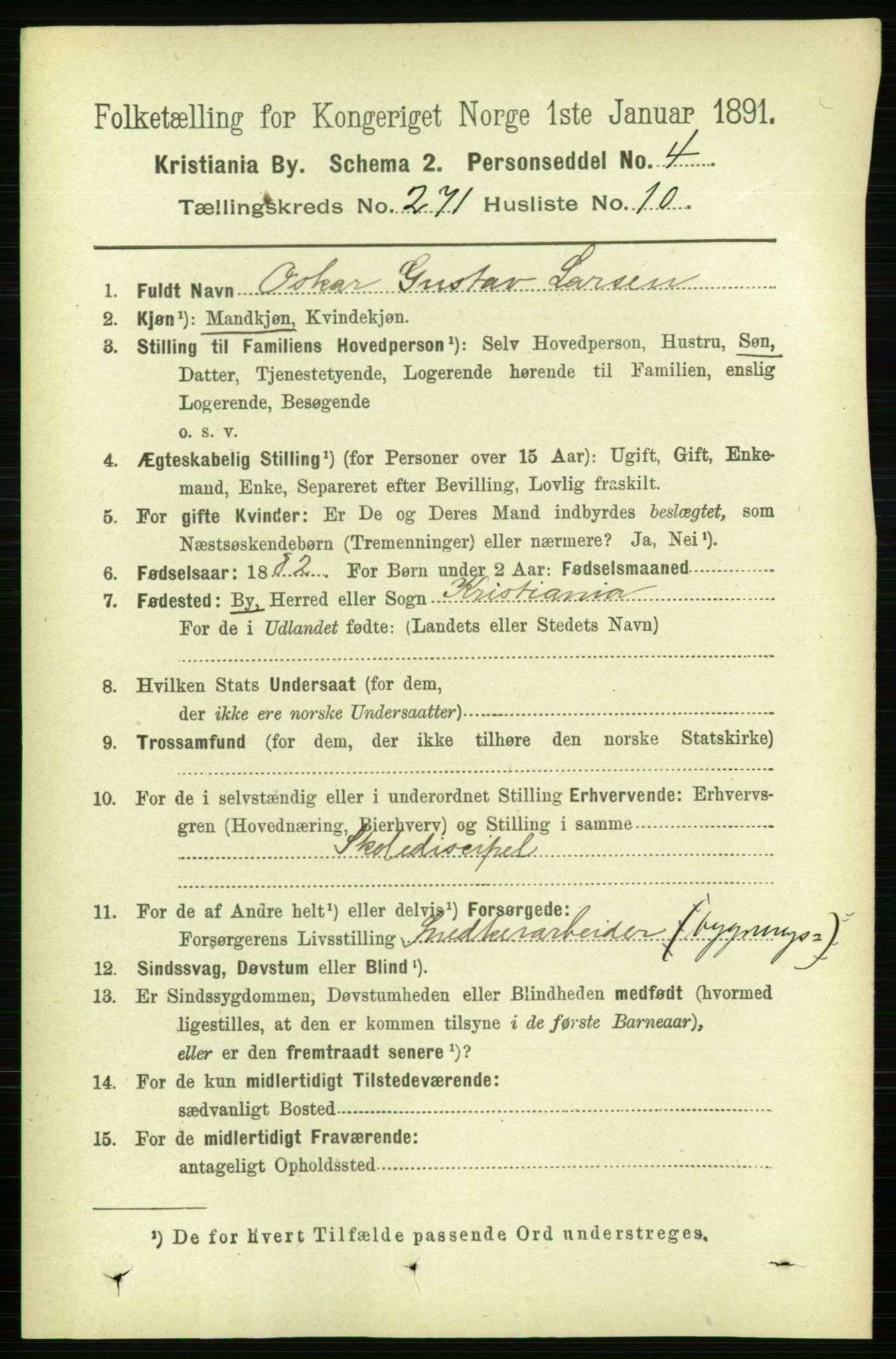 RA, 1891 census for 0301 Kristiania, 1891, p. 164845