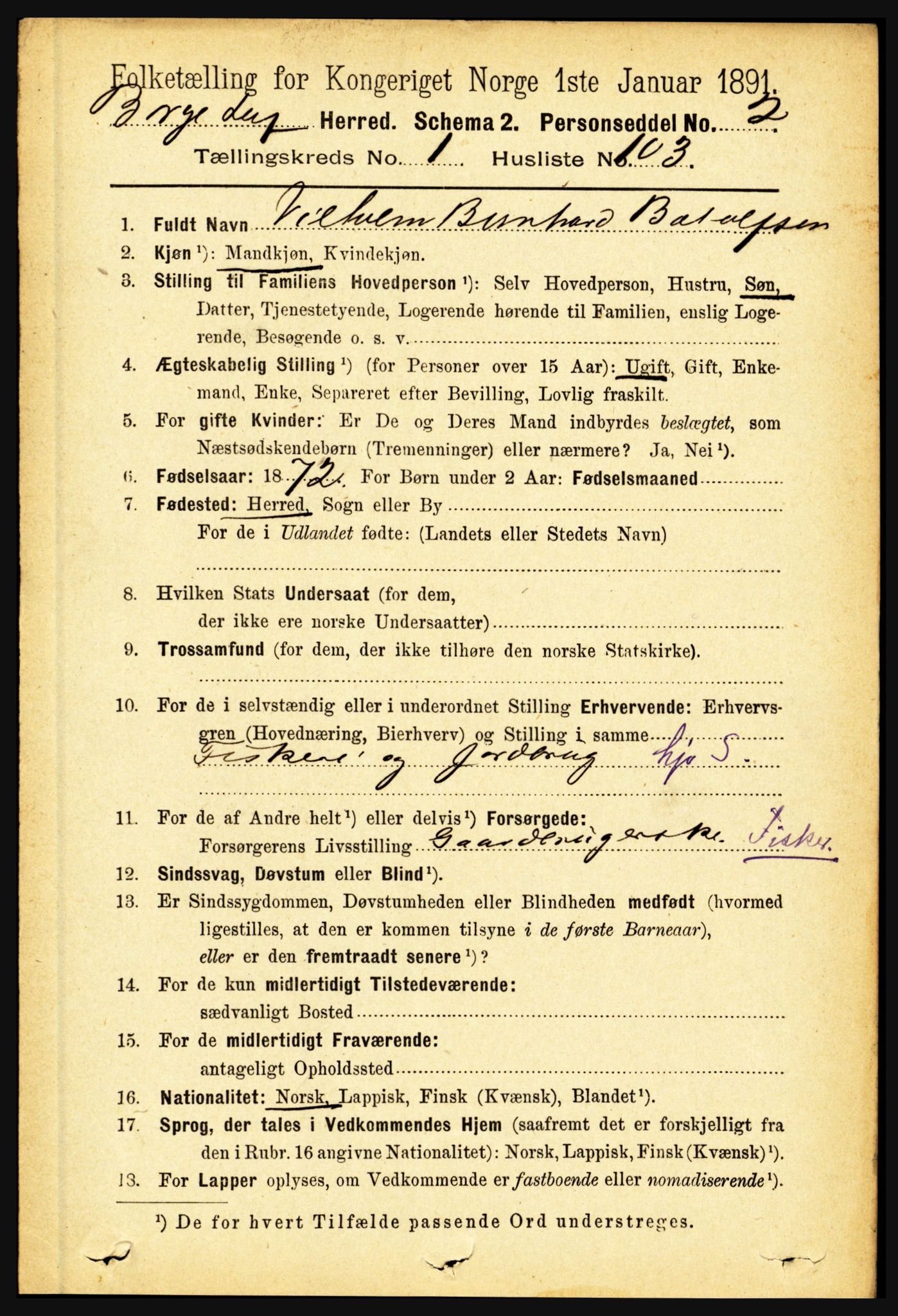 RA, 1891 census for 1862 Borge, 1891, p. 833