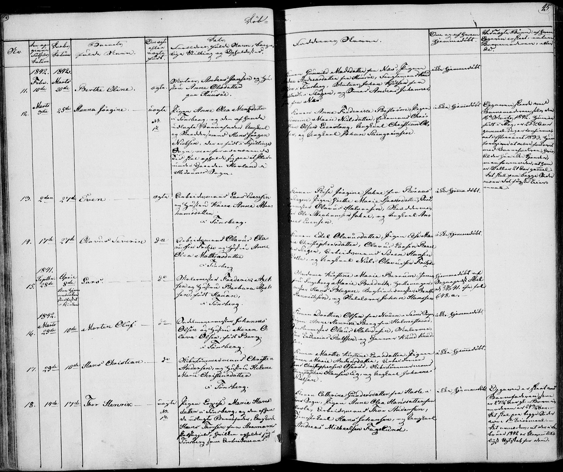 Tønsberg kirkebøker, AV/SAKO-A-330/F/Fa/L0006: Parish register (official) no. I 6, 1836-1844, p. 45