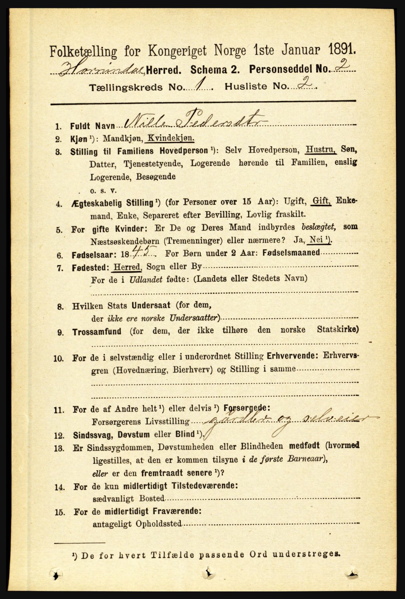 RA, 1891 census for 1444 Hornindal, 1891, p. 74