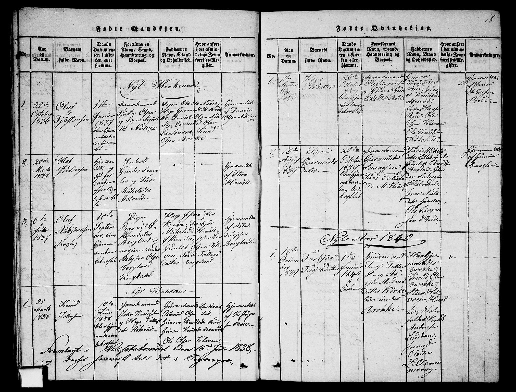 Fyresdal kirkebøker, SAKO/A-263/G/Ga/L0002: Parish register (copy) no. I 2, 1815-1857, p. 18