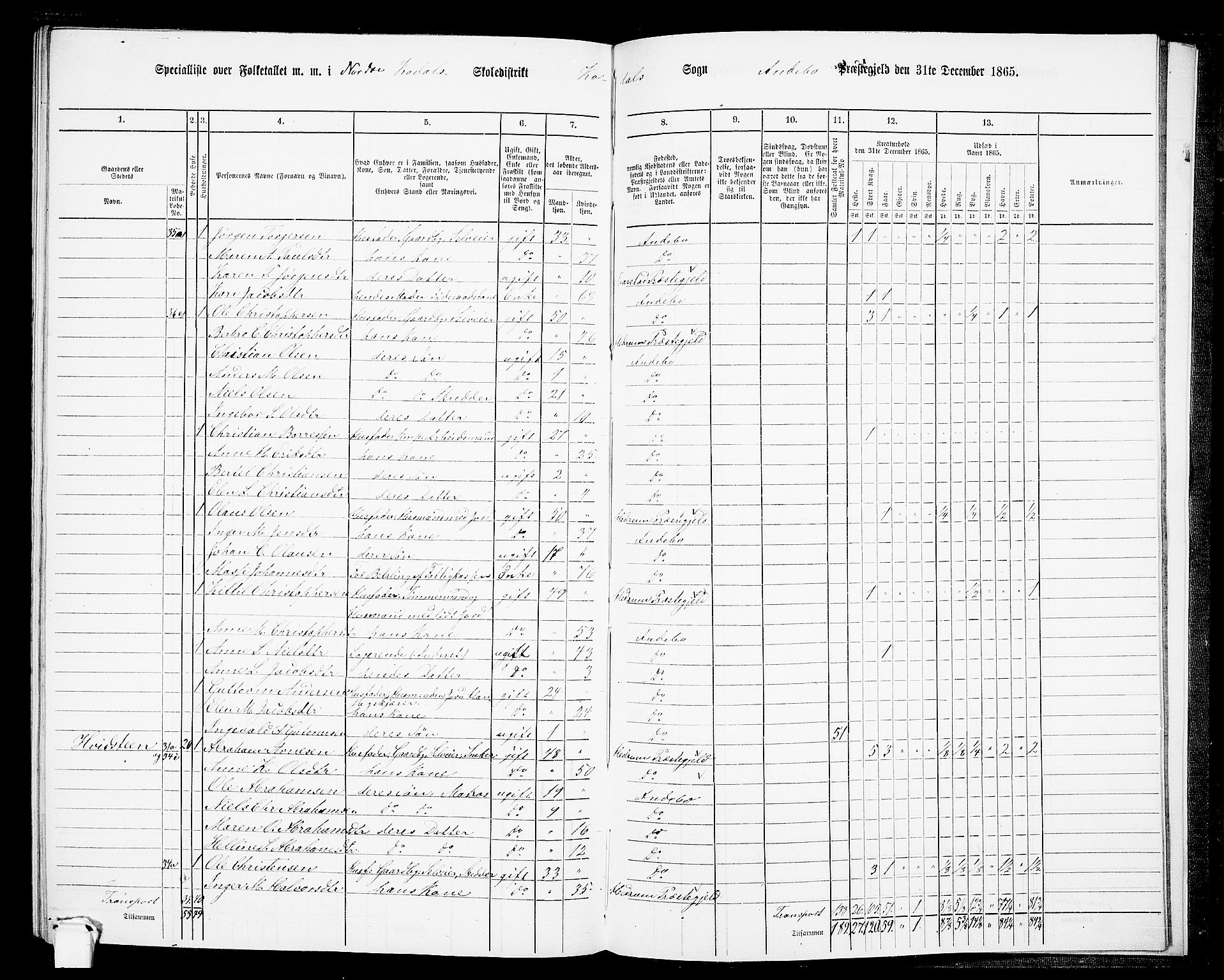 RA, 1865 census for Andebu, 1865, p. 102