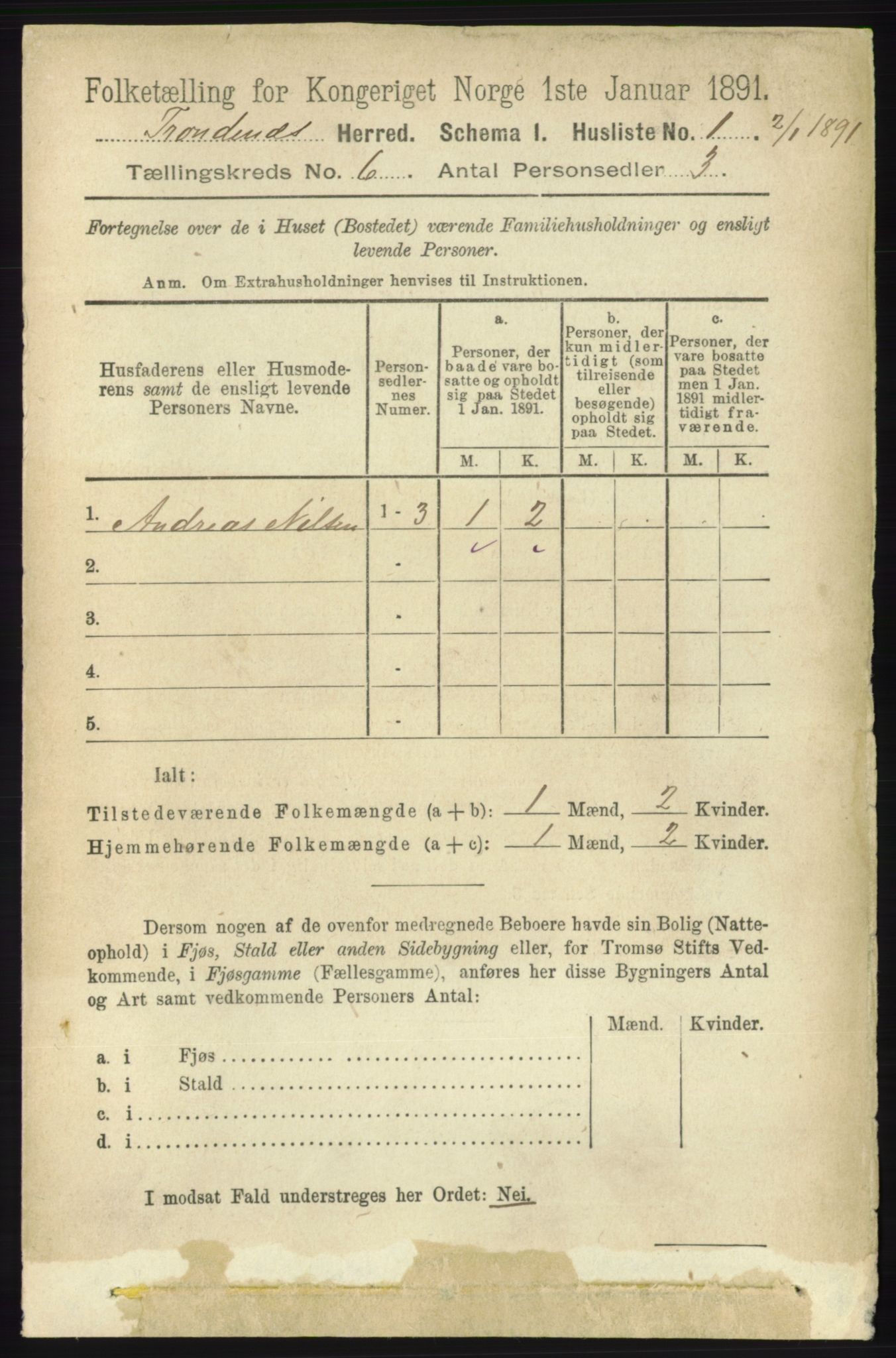 RA, 1891 census for 1914 Trondenes, 1891, p. 3744