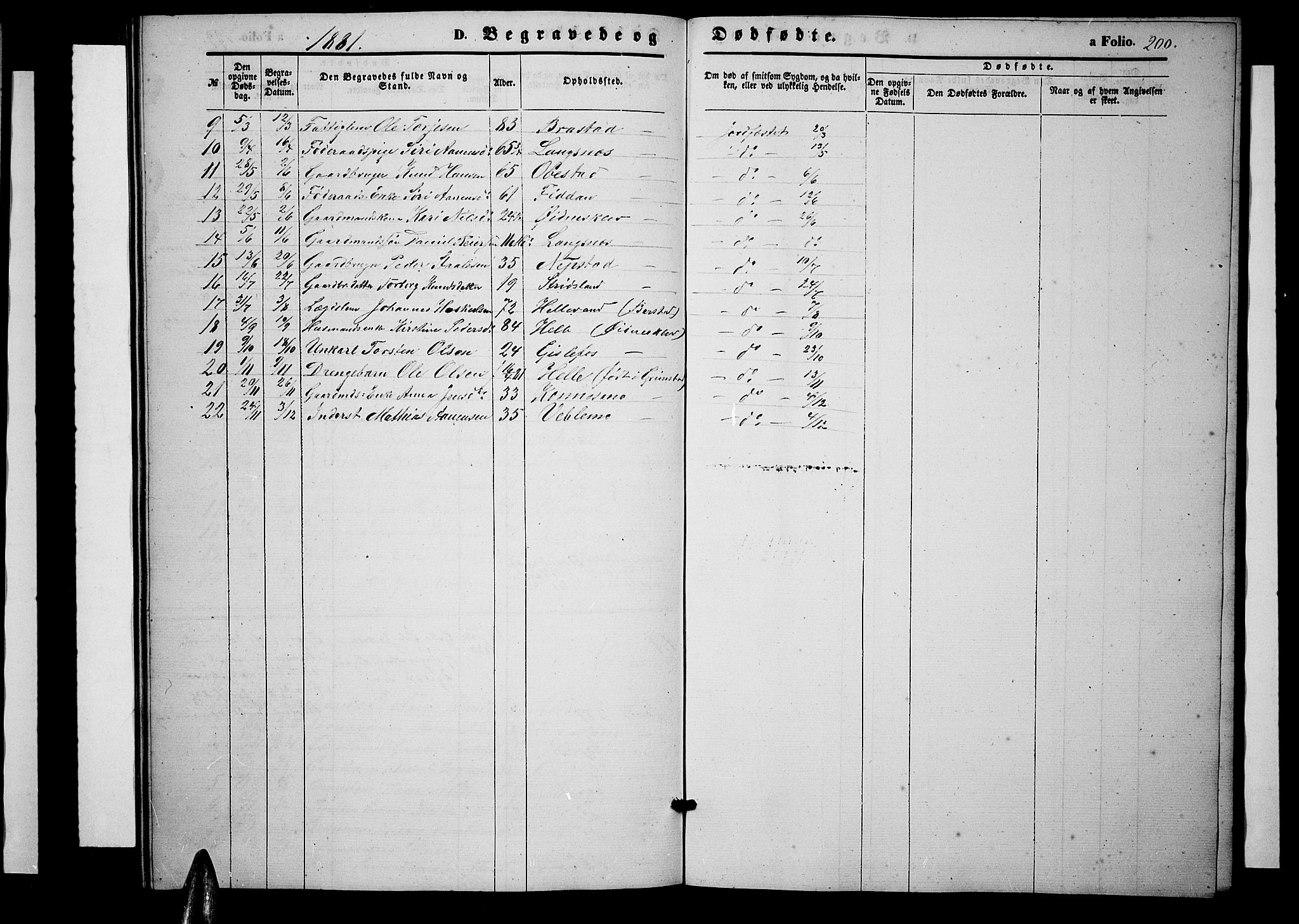 Nord-Audnedal sokneprestkontor, SAK/1111-0032/F/Fb/Fba/L0002: Parish register (copy) no. B 2, 1856-1882, p. 200