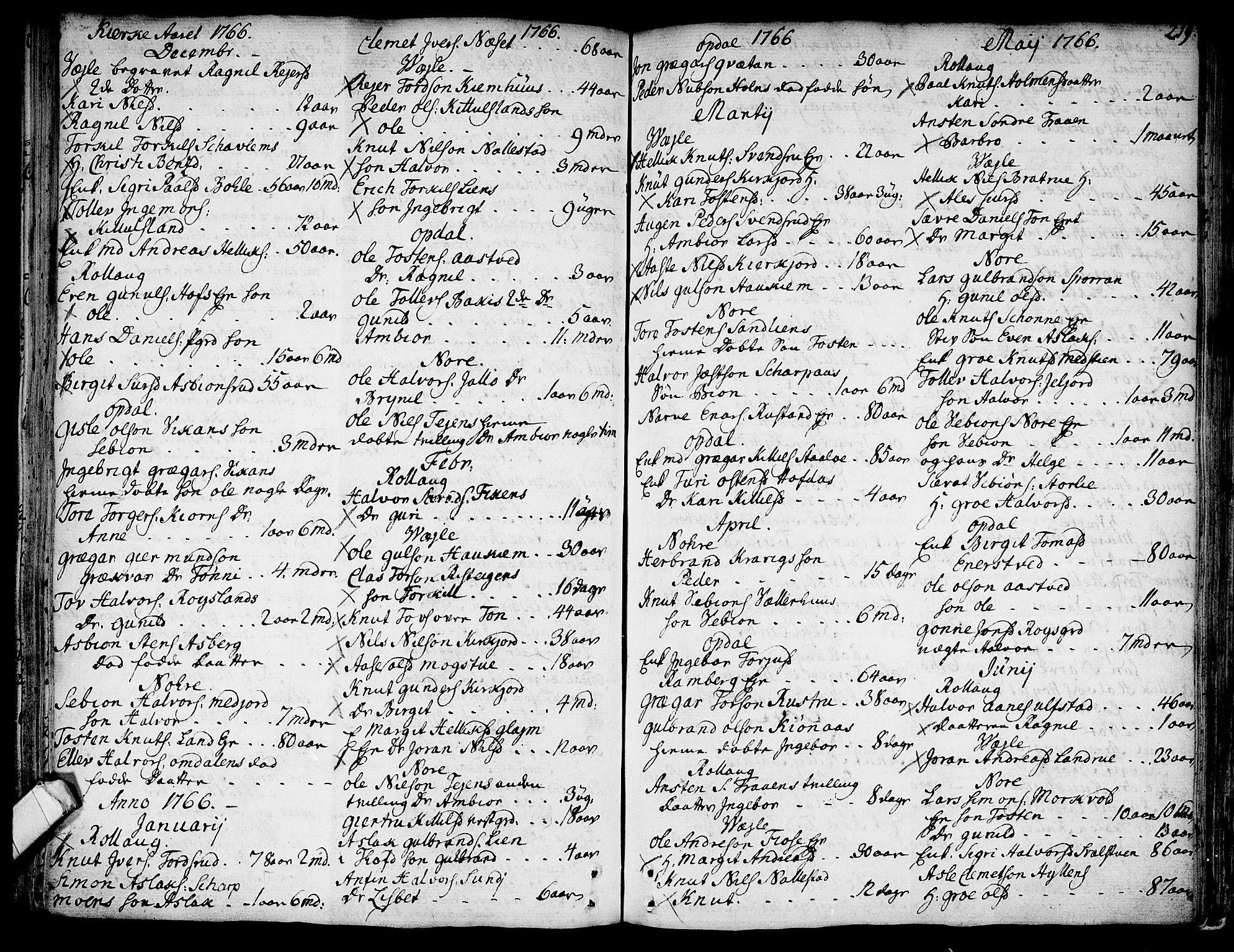 Rollag kirkebøker, SAKO/A-240/F/Fa/L0003: Parish register (official) no. I 3, 1743-1778, p. 219