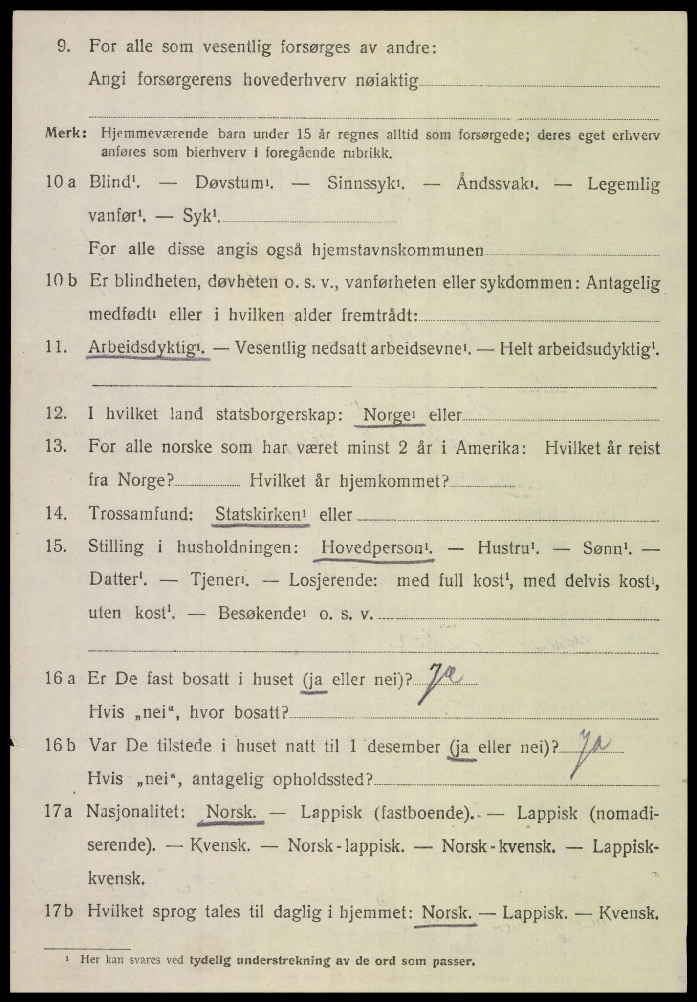 SAT, 1920 census for Steigen, 1920, p. 1527